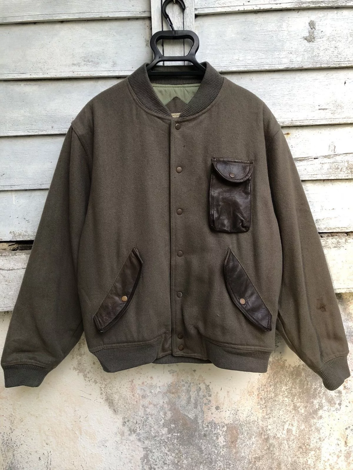 Other Bombers Other Vintage Miller Leather Trim Wool Campus Varsity Jacket Green