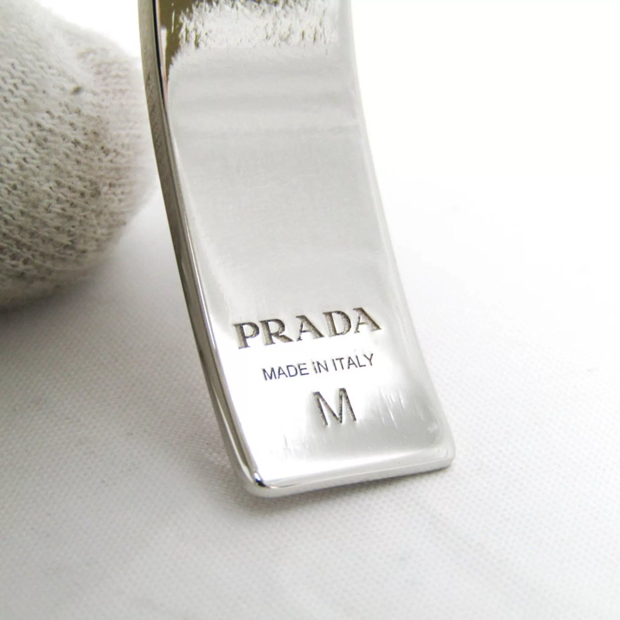 Prada Bracelets Prada 1IB375 Leather,Metal No Stone Bangle Light Pink,Silver