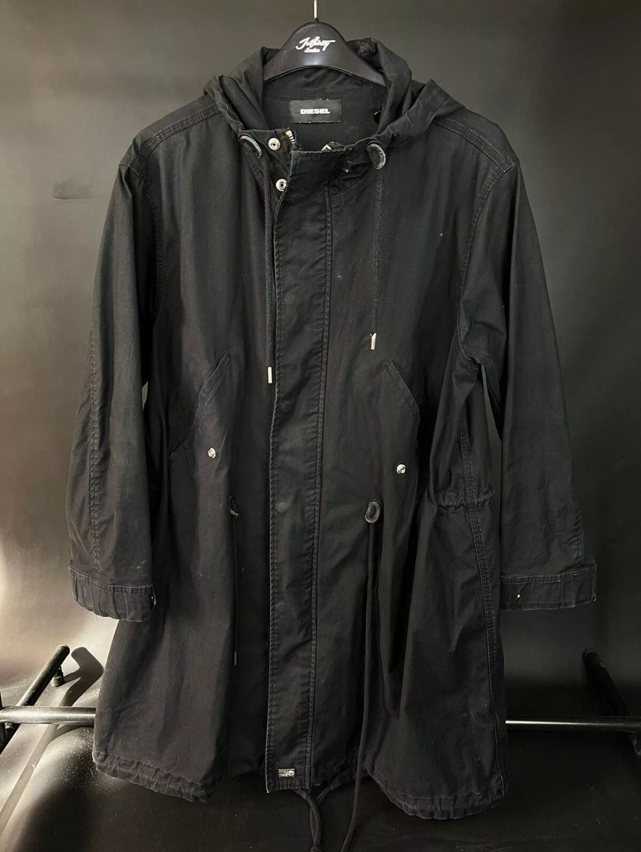 Designer Denim Jackets Designer × Diesel × Vintage VTG Diesel coat with jacket in the middle black Full zip