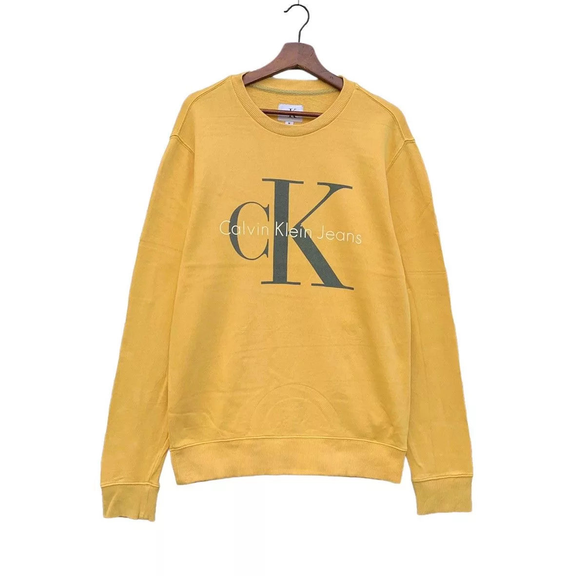 Calvin Klein Sweatshirts Hoodies Calvin Klein Jeans Sweatshirt Big Logo Yellow