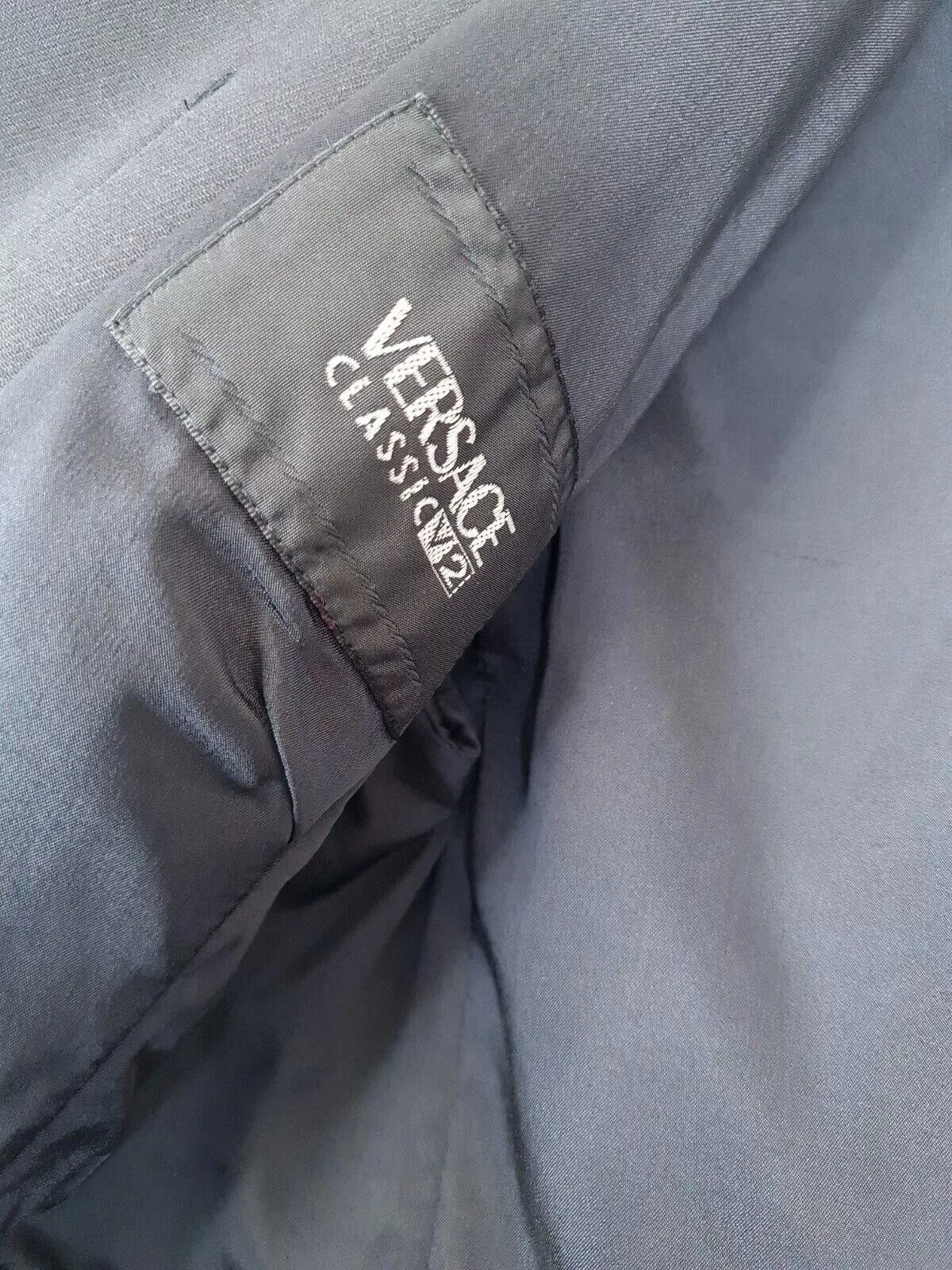 Versace Jackets Versace Jacket Size 8 10 Black Wool Mix Vintage
