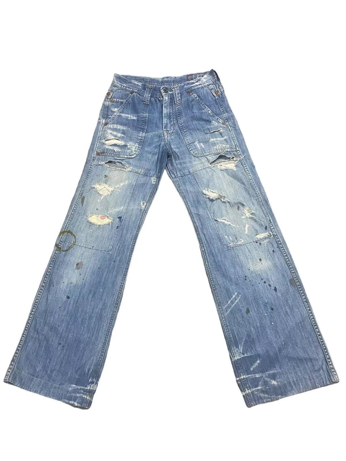 If Six Was Nine Denim If Six Was Nine × Japanese Brand × Tornado Mart 🔥Flare🔥 Cepo Work Multipocket Distress Buckle Jeans Blue