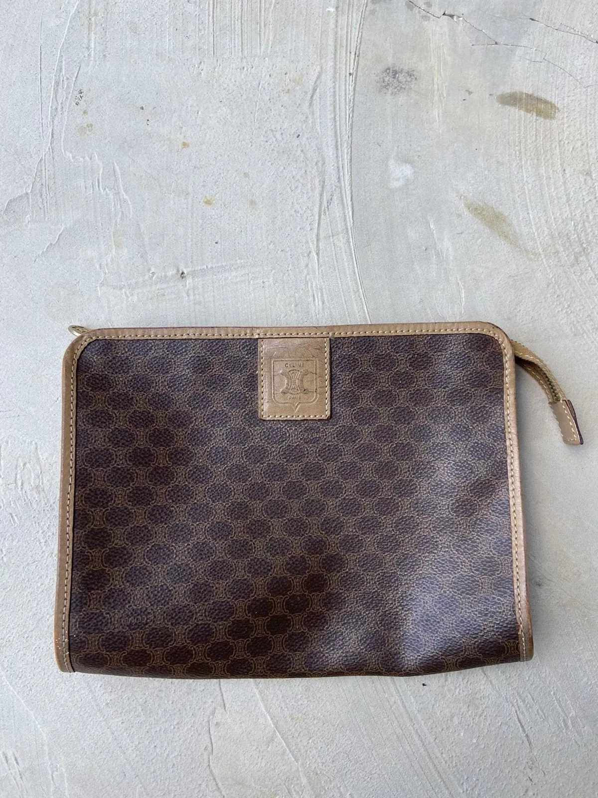 Celine Clutches Celine × Designer Auth Celine Macadam clutch Bag Brown Luxury