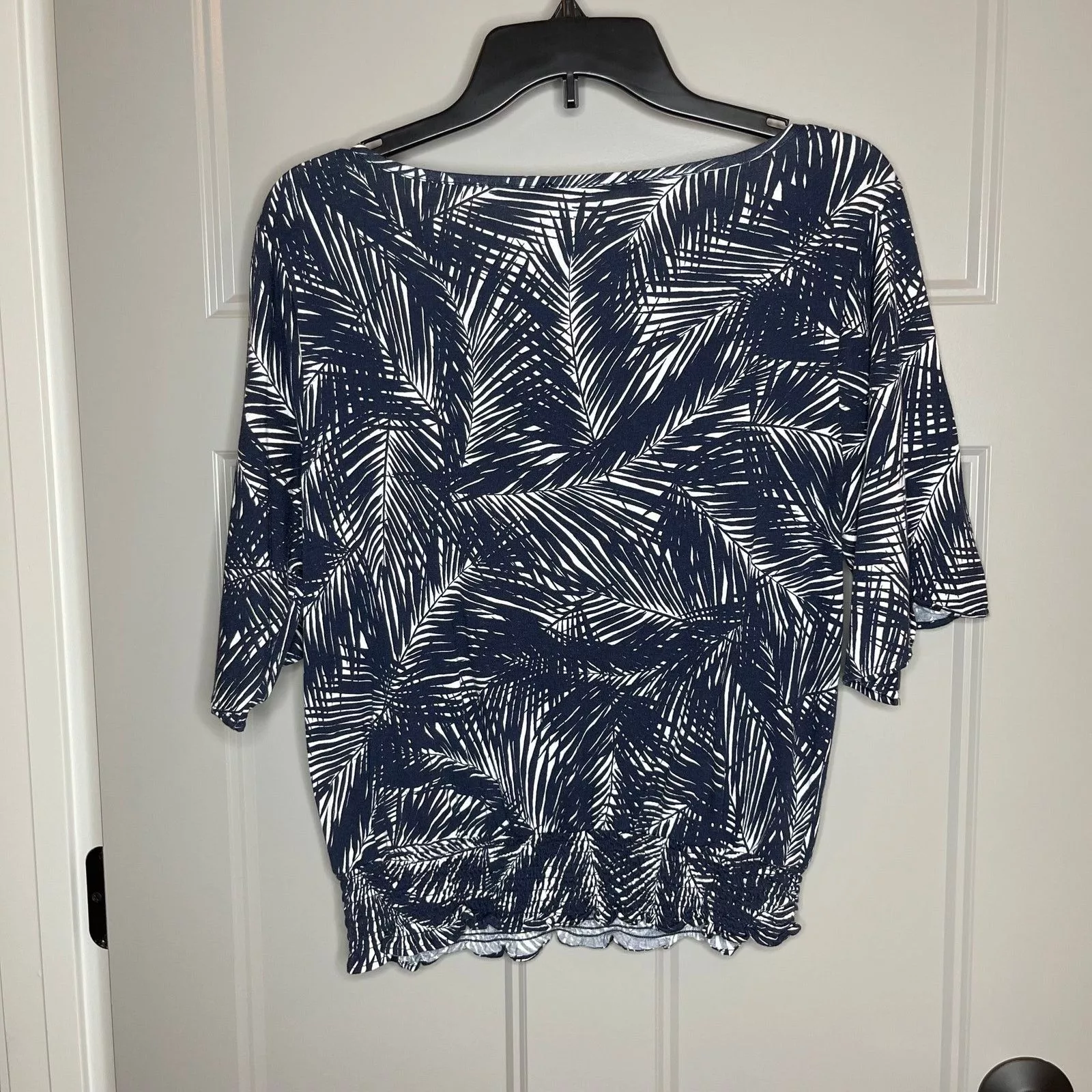 Michael Kors Short Sleeve T Shirts Michael Kors Pullover Leaf Print Blue short Sleeve Shirt, S