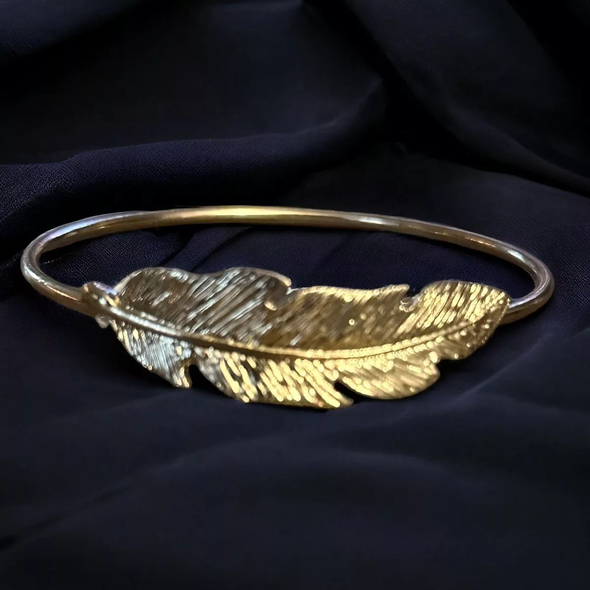 Other Bracelets Other Gold tone feather bangle bracelet