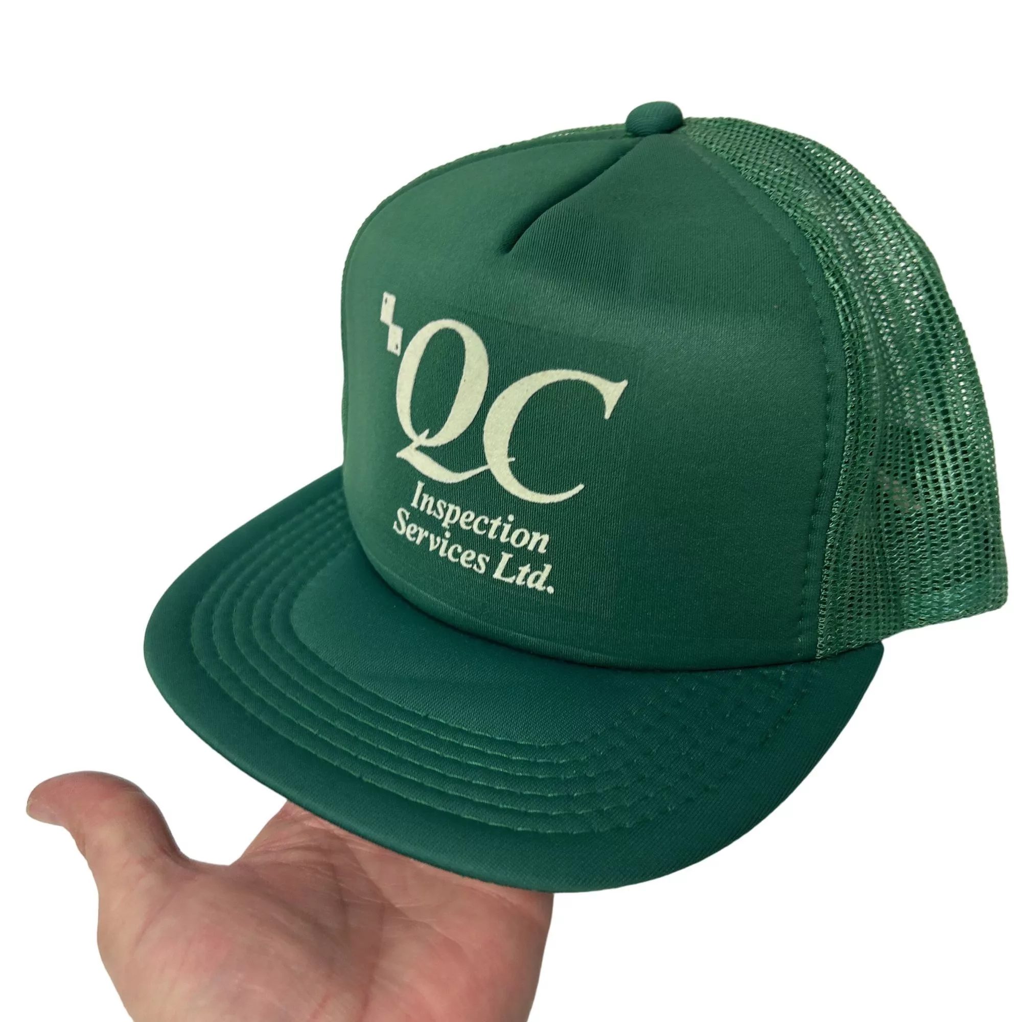 Other Hats Other NOS New Vtg 80’s Yupoong Green Mesh TRUCKER Hat QC Inspectio