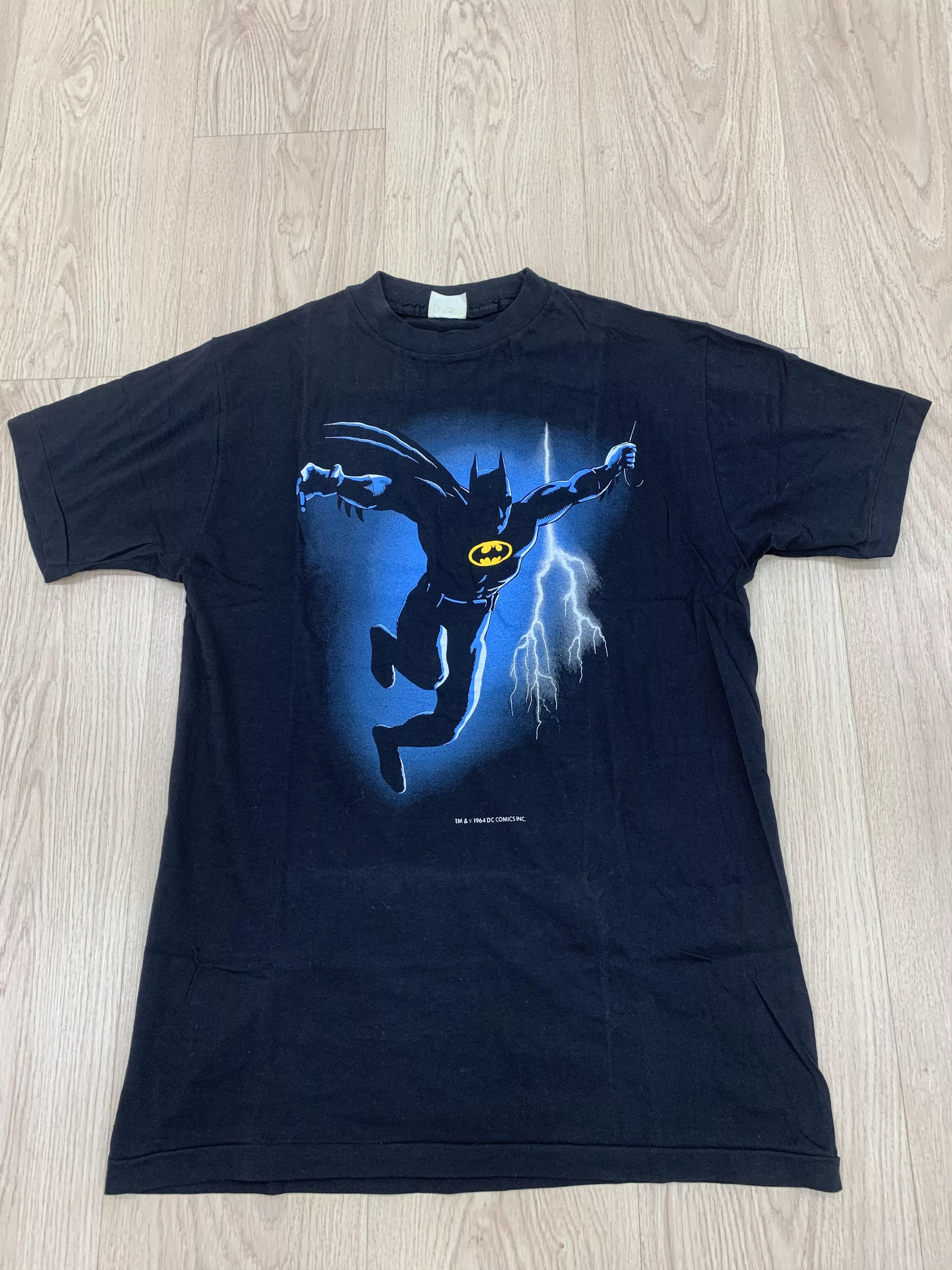 DC Comics Short Sleeve T Shirts DC Comics × Marvel Comics VTG BATMAN DC COMIC MARVELL SHIRT THE MASK MOVIE Black