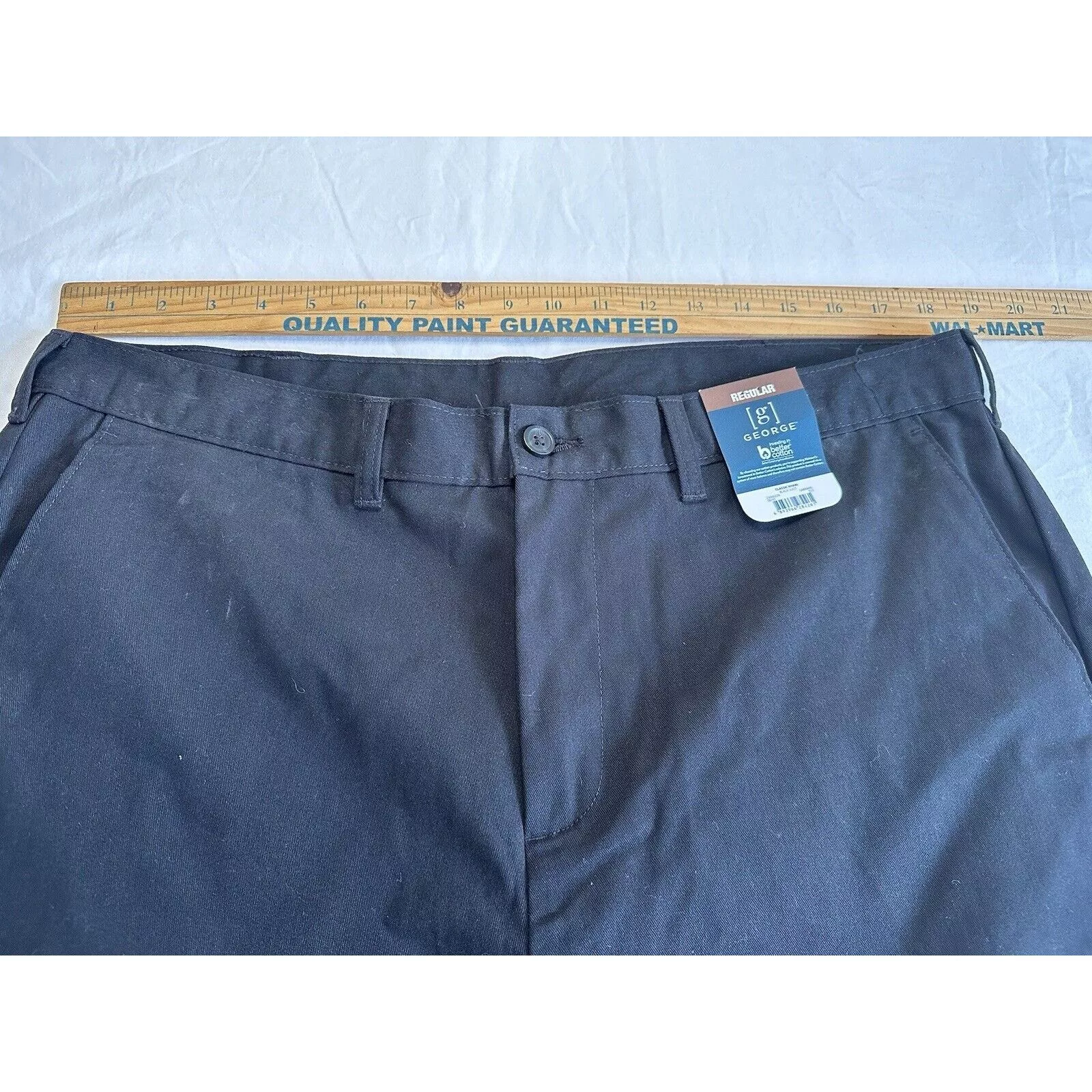 George Casual Pants George Classic Khaki Pant Black 36x34 Flat front NormcoreNWT