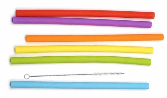 Silicone Smoothie Straws 4/set