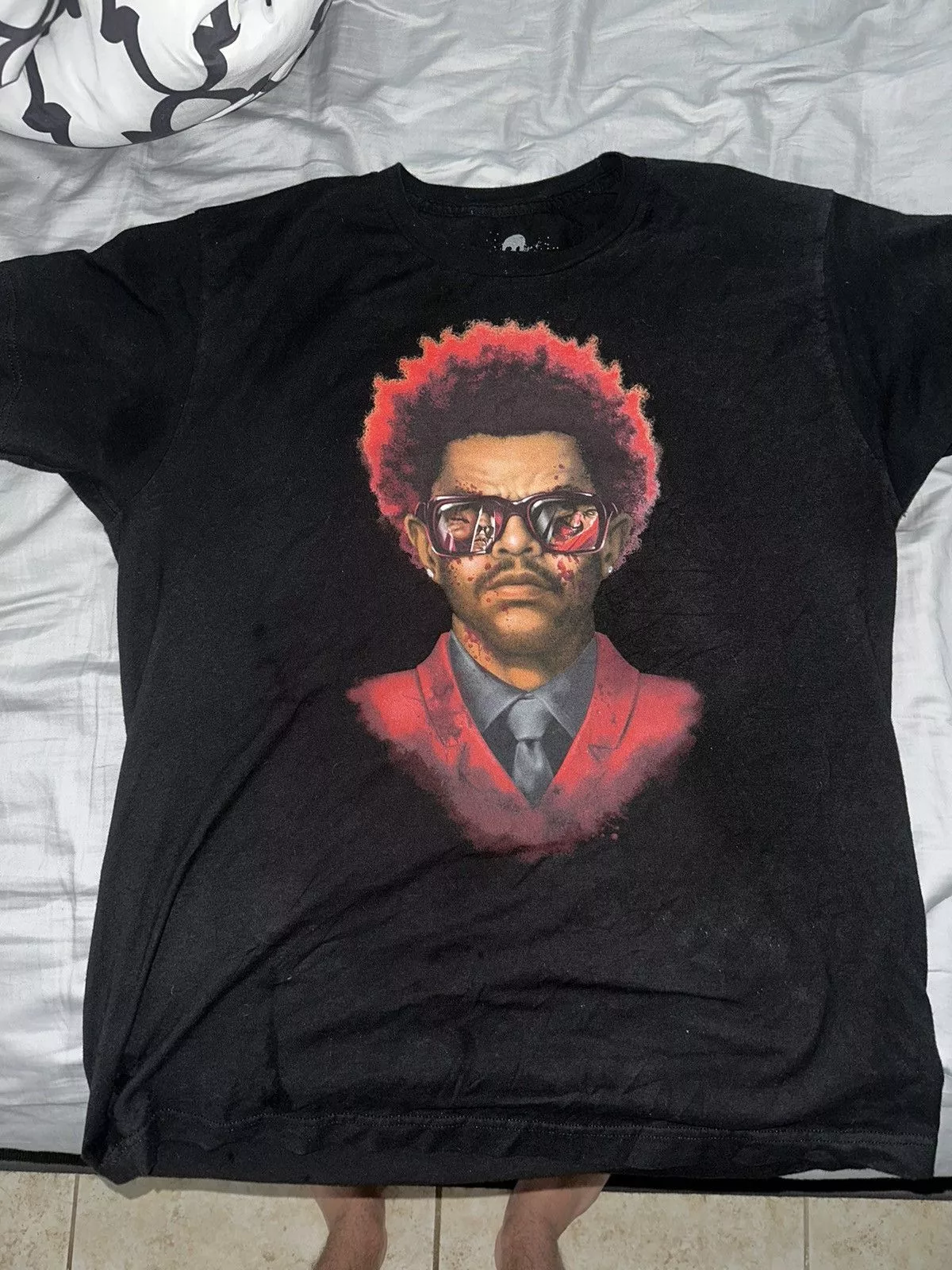 Universal Studios Short Sleeve T Shirts Universal Studios Authentic 2022 The Weeknd Halloween Horror Nights Shirt Black