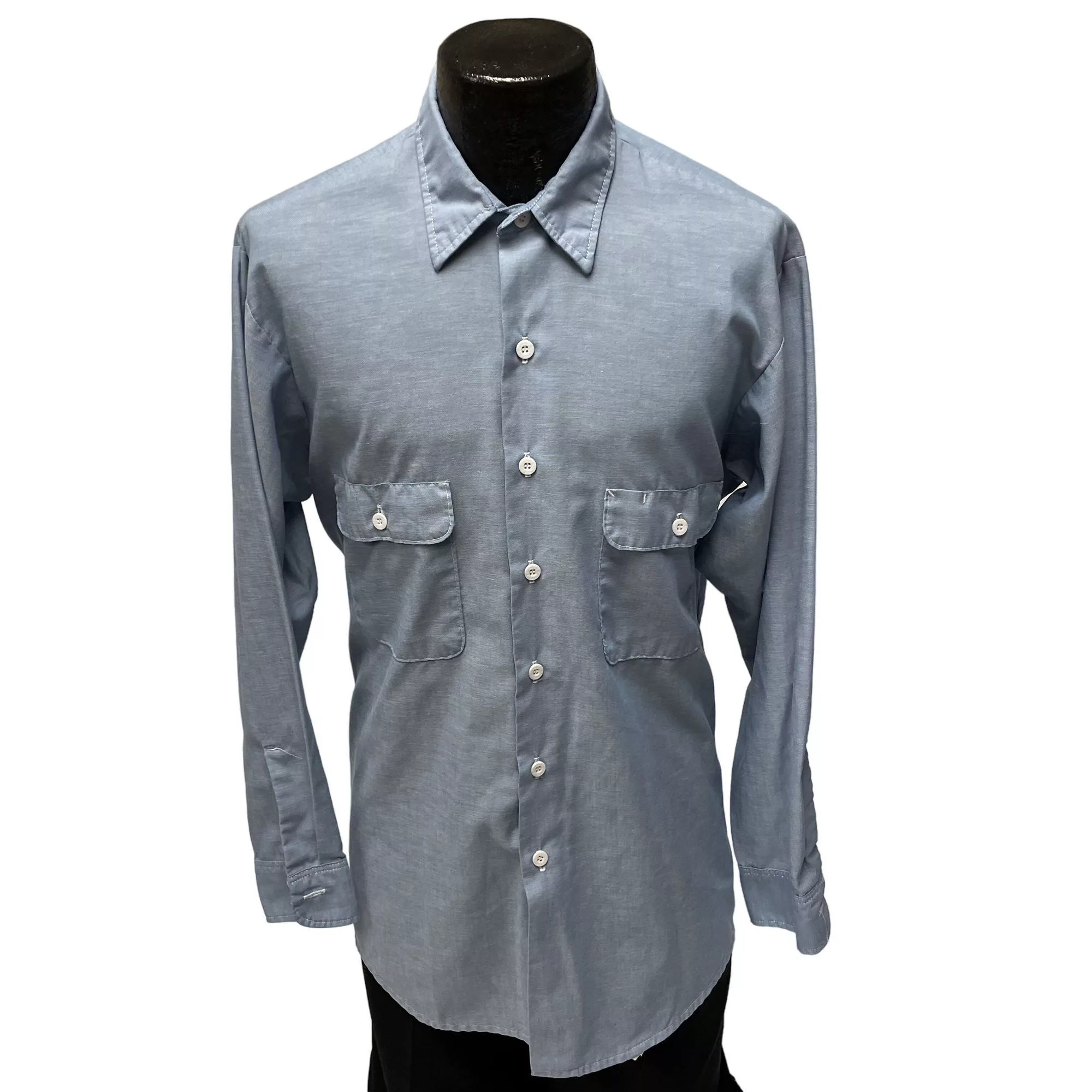 Big Mac Shirts Button Ups Vtg BiG Mac CHAMBRAY Work Wear CHORE Mechanic Shop Shirt Blue