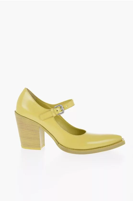 Prada Heels Prada Mary Jane Leather Pumps in yellow