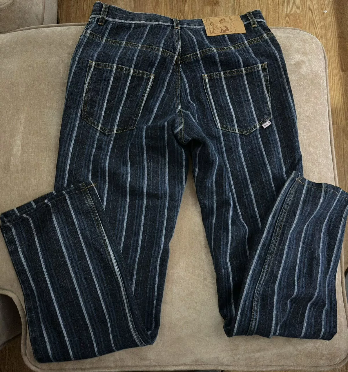 Martine Rose Denim Martine Rose Black Stripe Straight Jeans Blue