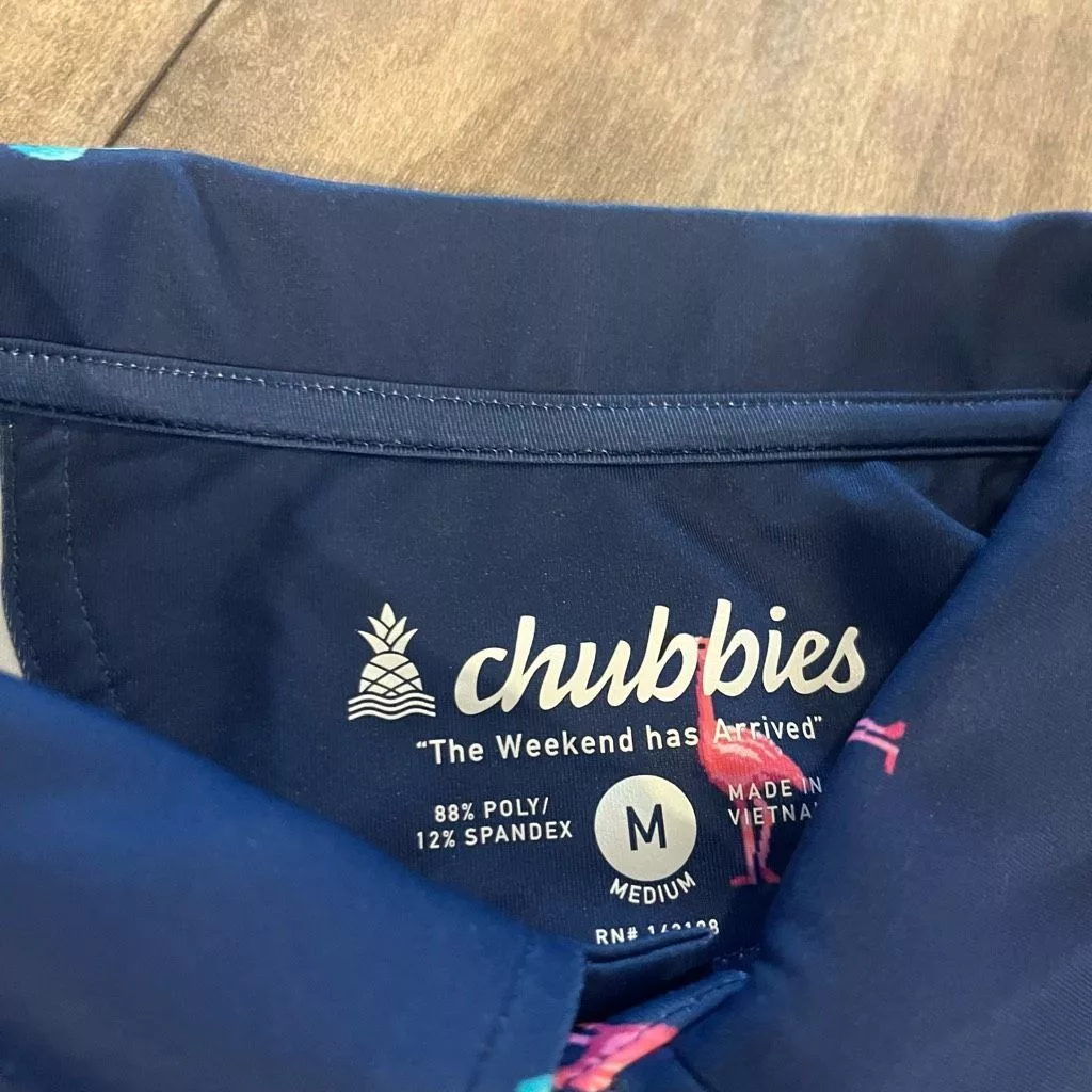 Chubbies Polos Chubbies Blue Athletic Workout Casual Polo Men Medium Bin J-