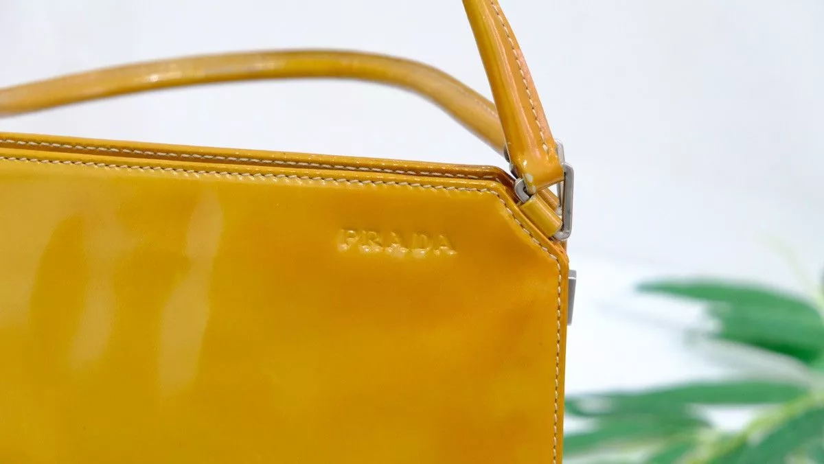 Prada Handle Bags Authentic Prada handbag yellow pattern leather