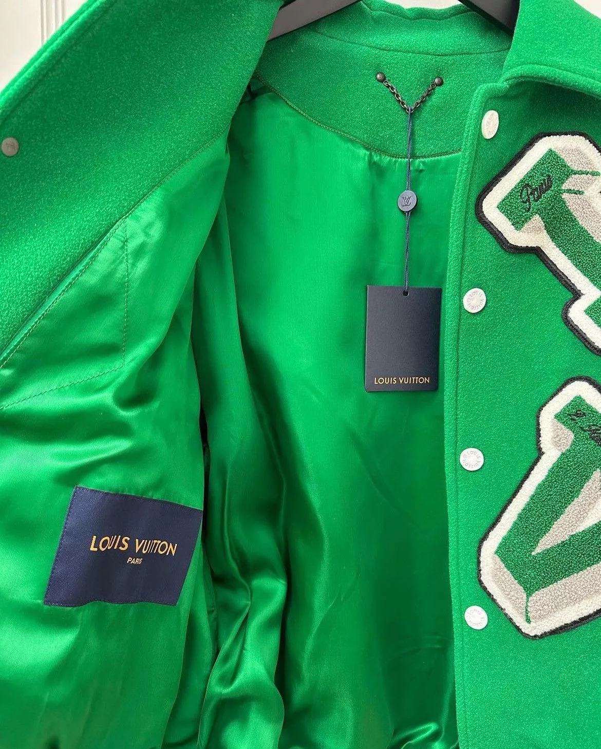 Louis Vuitton Light Jackets Louis Vuitton FW21 Green & White Varsity Jacket