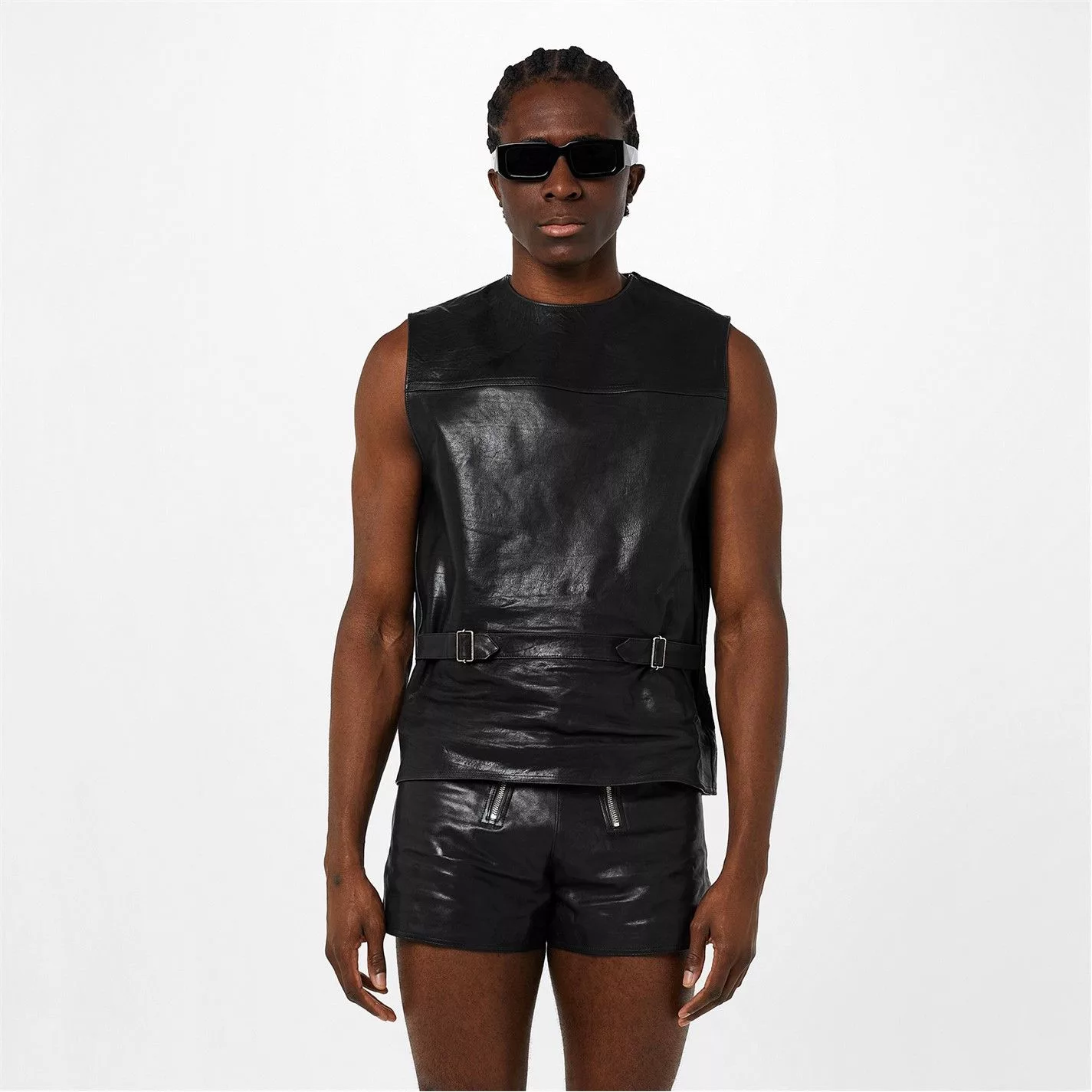 Prada Vests PRADA VITELLO LEATHER VEST Gray