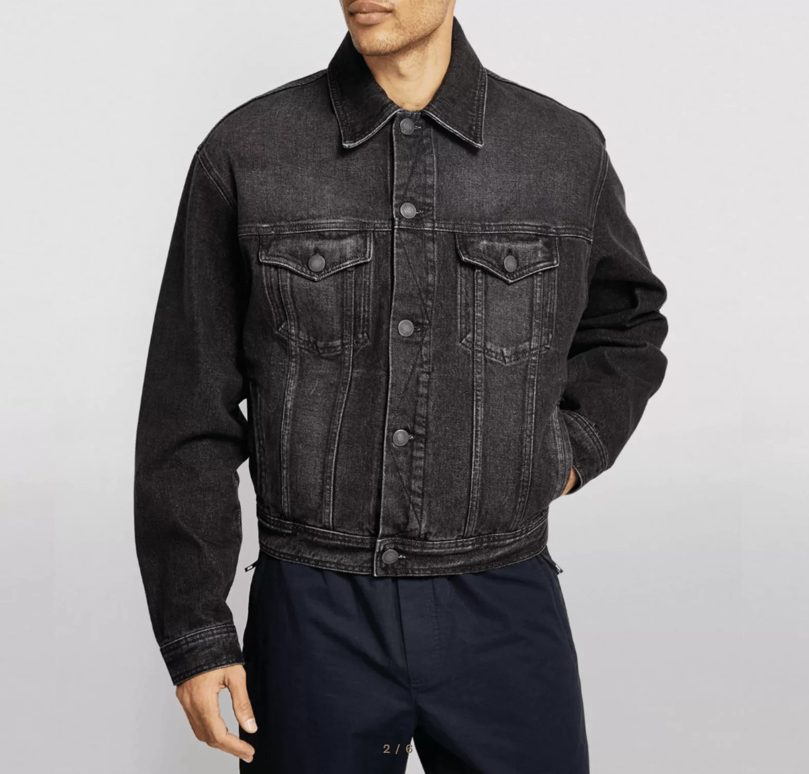AMI Denim Jackets AMI Button-Up Denim Jacket Gray