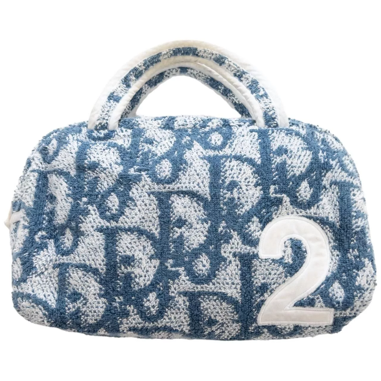 Dior Handle Bags Vintage Dior Terry Cloth Monogram Hand Bag Blue