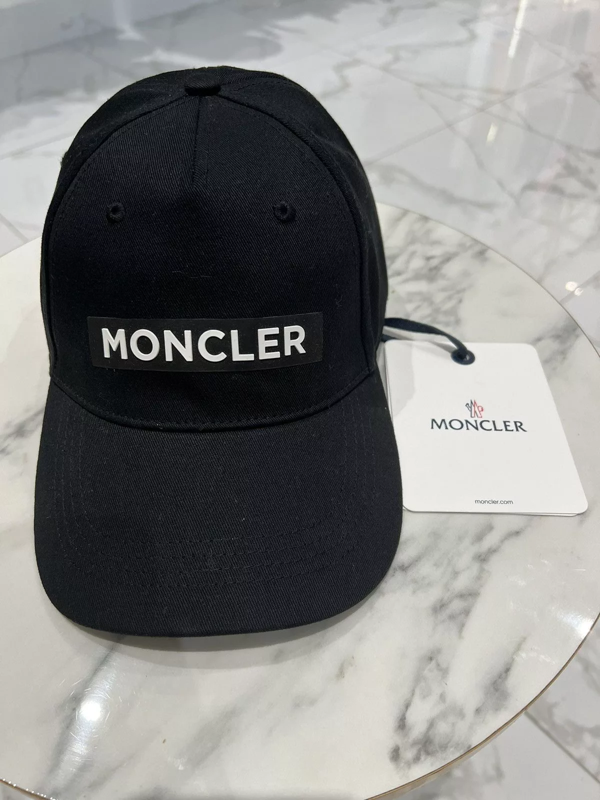 Moncler Hats Moncler Logo Plate Baseball Hat Size UNI Black