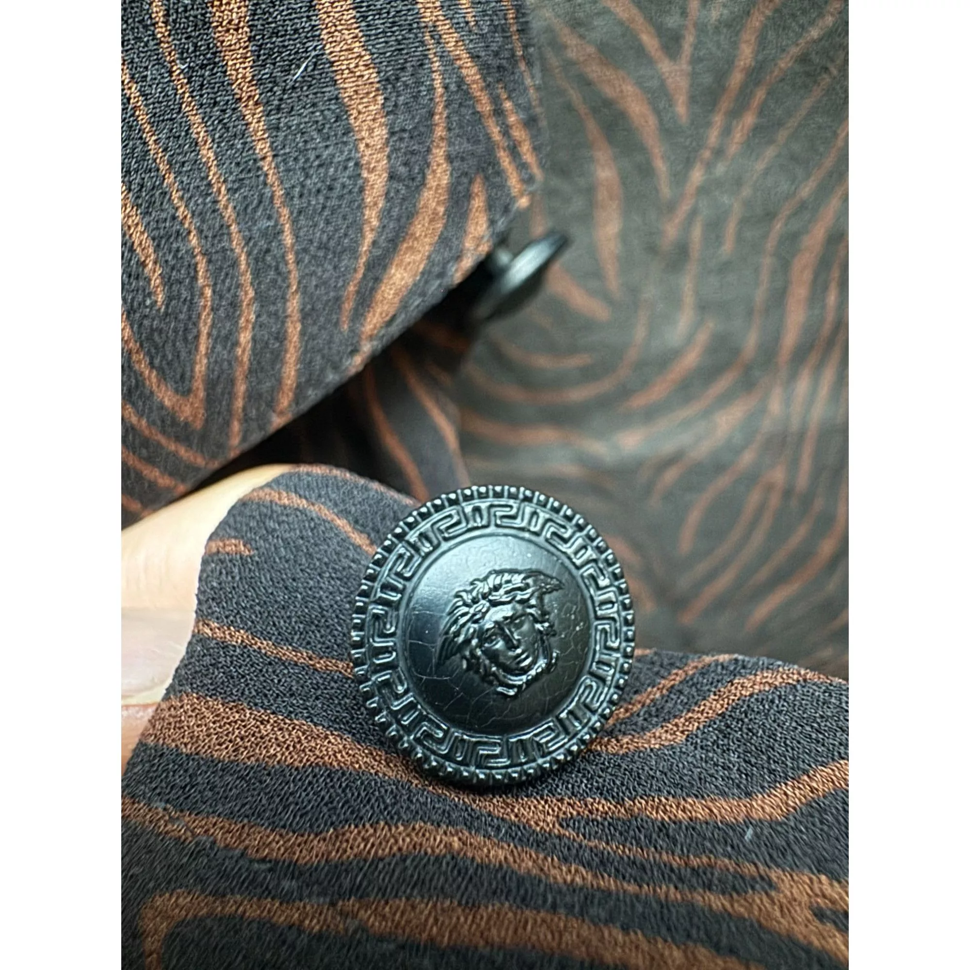 Versace Button Ups Versace Brown Silk Printed Leopard Shirt