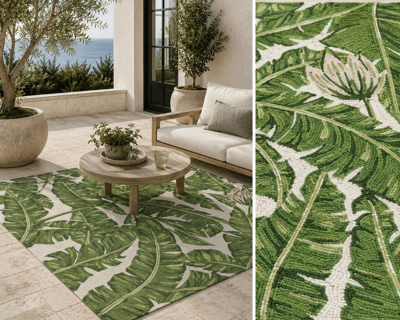 Momeni Veranda Green Leaves Indoor/Outdoor Area Rug – 5' × 8' - Curated Home Decor