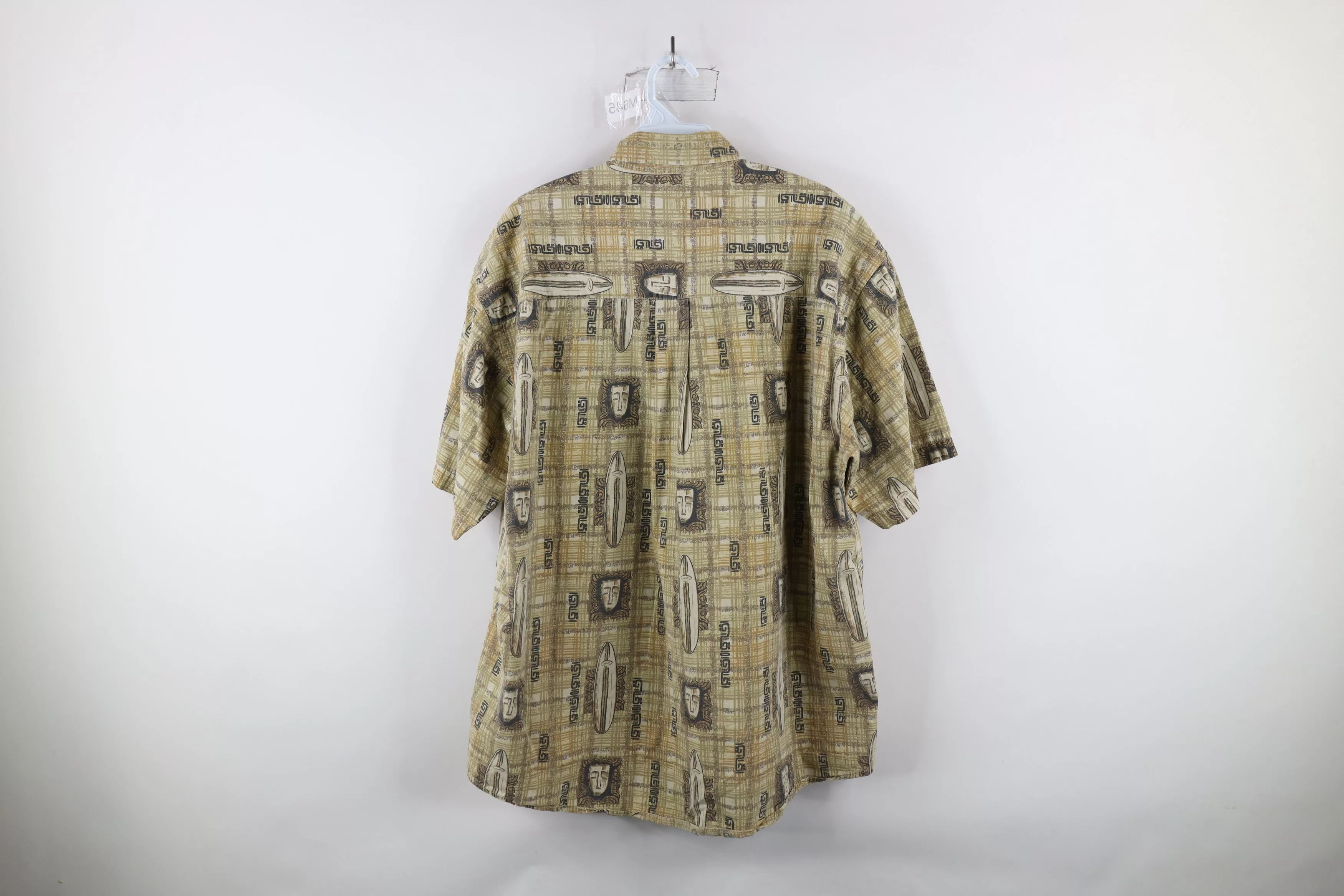 Vintage Shirts Button Ups Vintage 90s Streetwear Surfboard Collared Button Down Shirt Multi