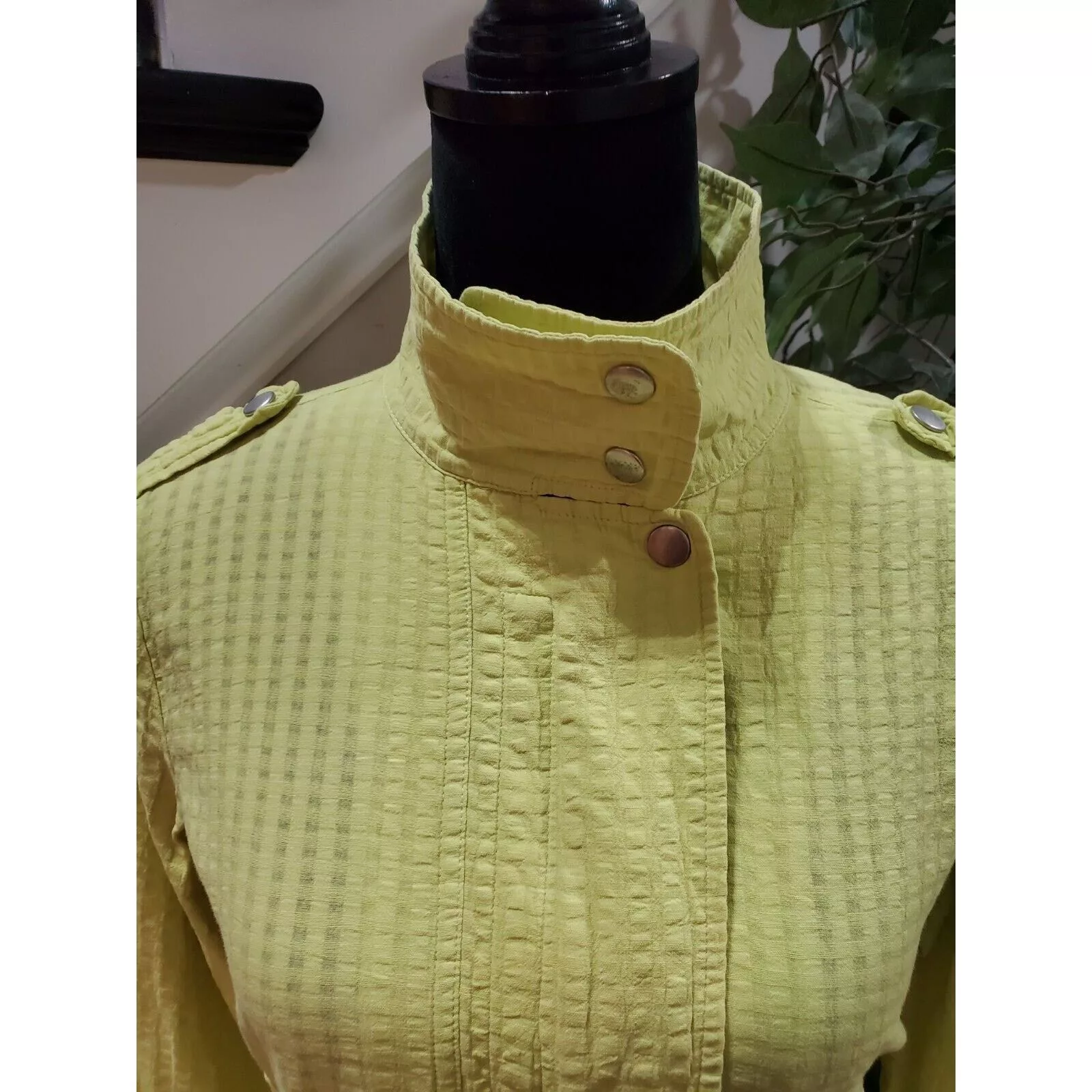 Chicos Jackets Chicos Chico's Long Sleeve Mock Neck Button Jacket Size 1 (Medium) Green