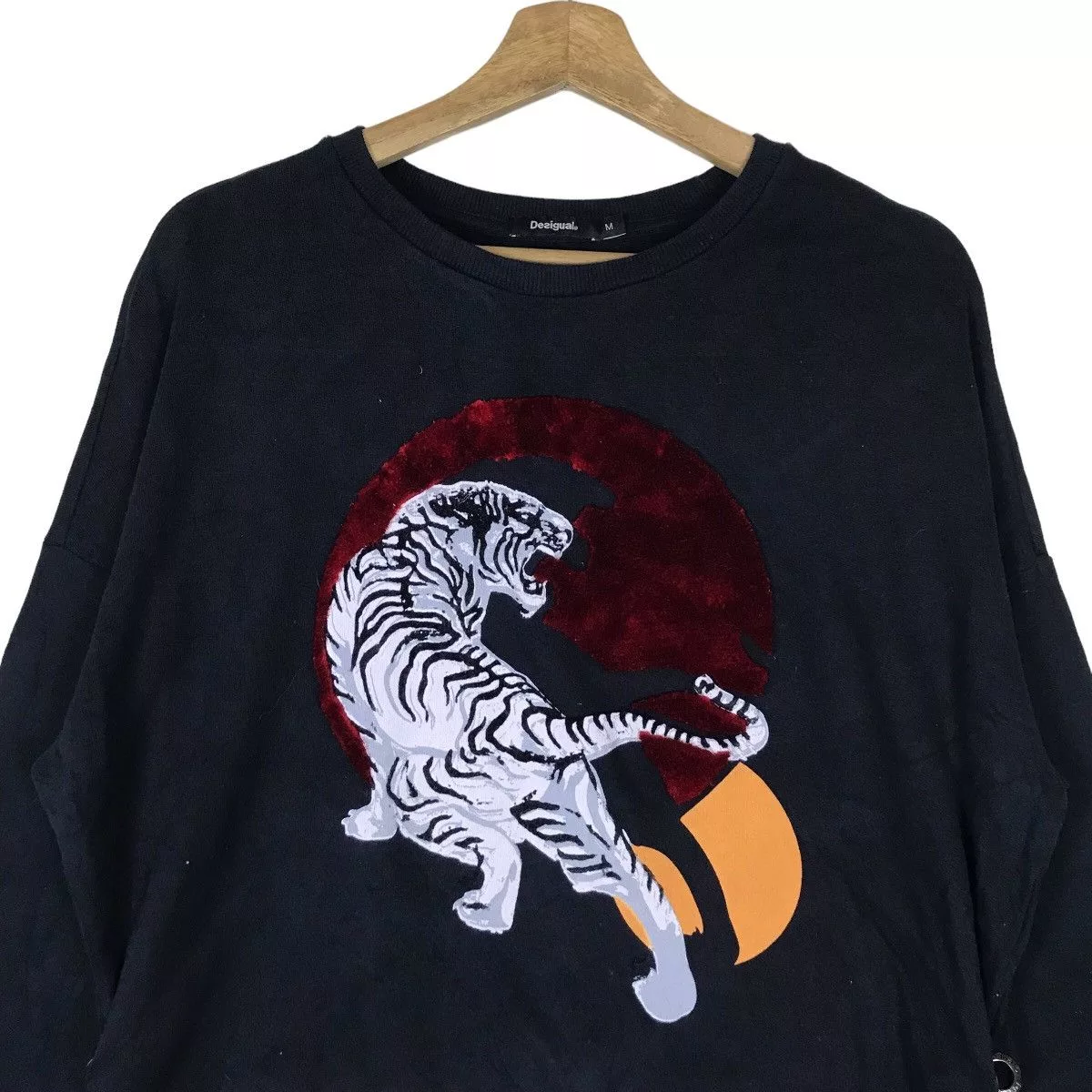 Desigual Sweatshirts Vintage Desigual Tiger Graphic Side Strings Pullover Jumper Black