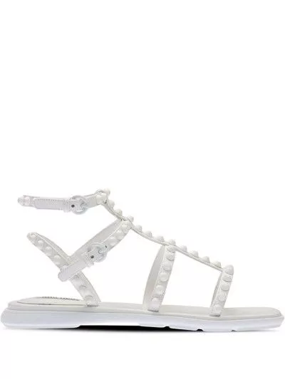 Miu Miu Sandals Miu Miu o1la1rc1a0724 Flat Sandals in White