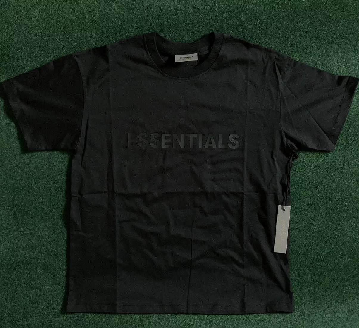 Essentials Short Sleeve T Shirts Essentials Boxy T-Shirt Applique Logo Black Streetwear