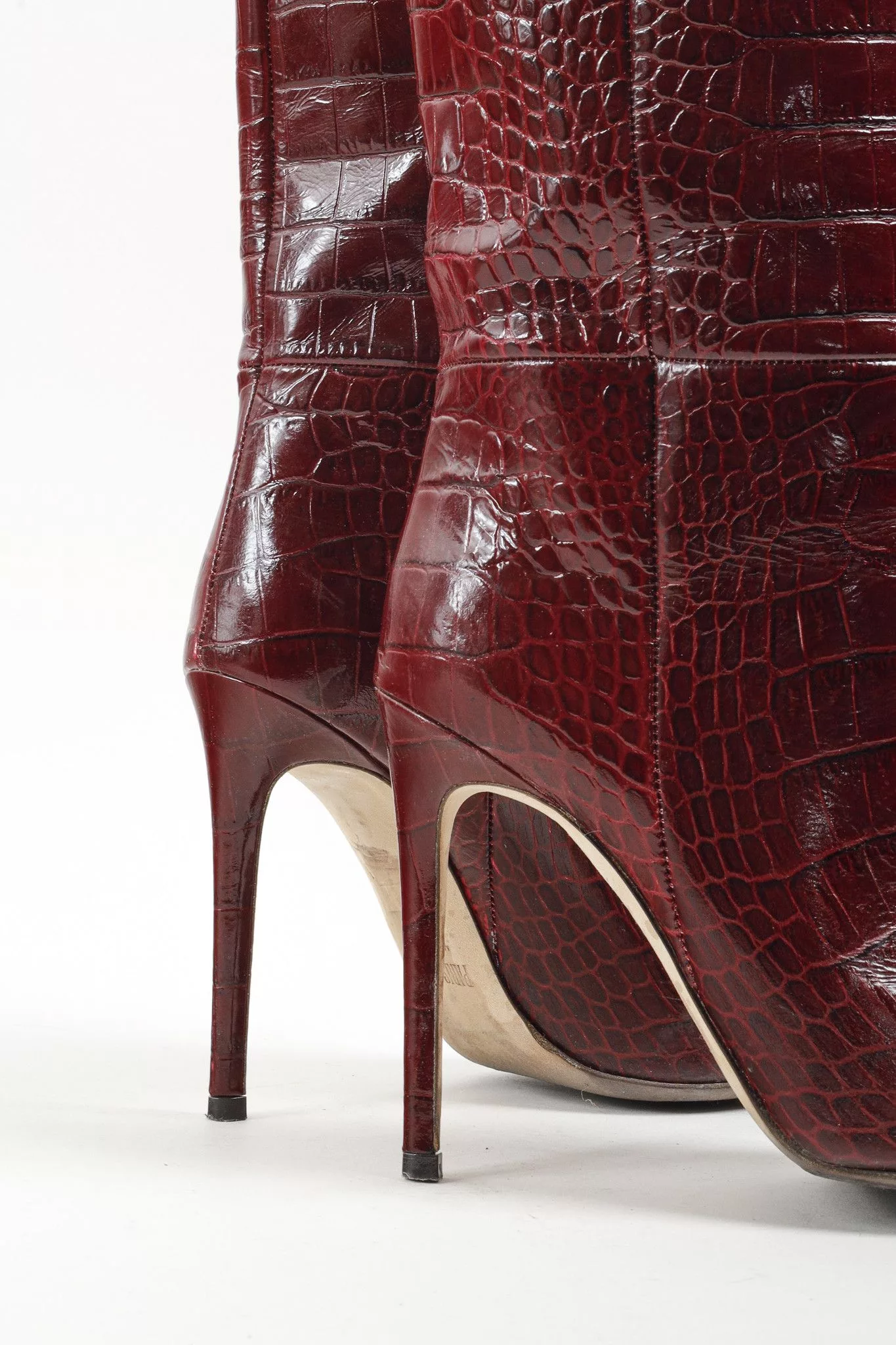 Paris Texas Boots Paris Texas Burgundy Crocodile Embossed Boots Brown