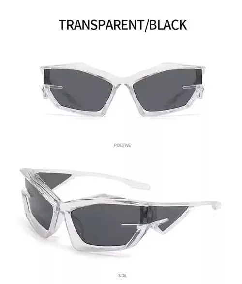 Electric Visual Sunglasses Electric Visual Transparent Frame Irregular Design Sun Glasses Unisex Black Vintage
