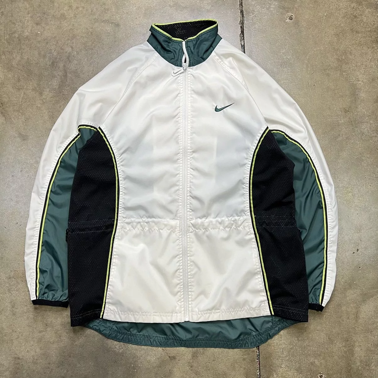 Nike Light Jackets Nike × Vintage Vintage 90s Y2K Nike Mini Swoosh Windbreaker Jacket Zip Up White