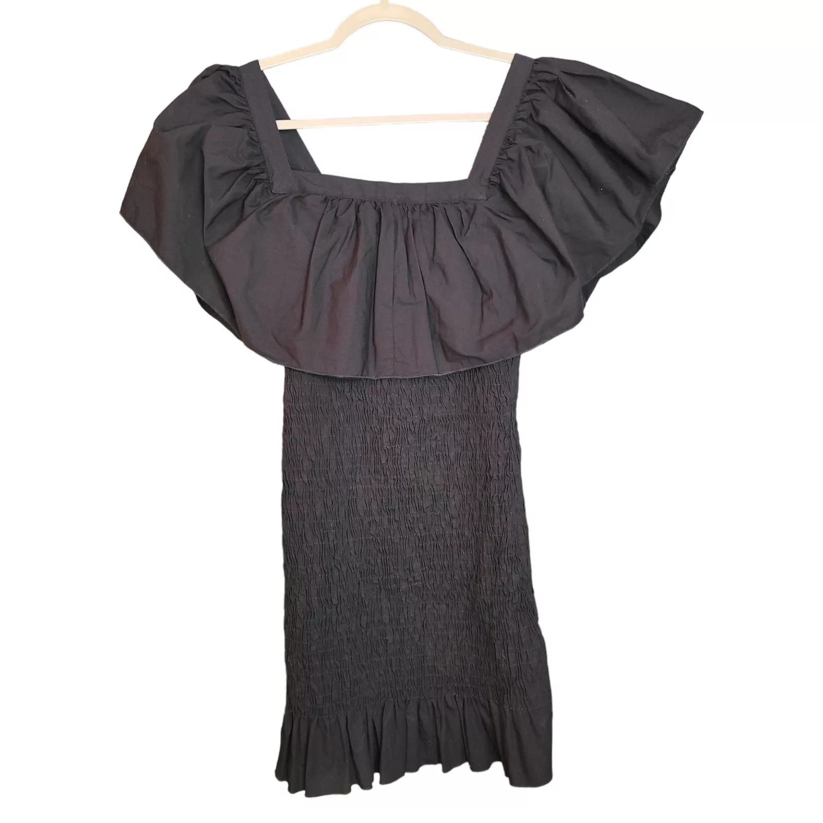 Solid & Striped Mini Dresses Solid & Striped Smocked Ruffle Dress Size Small Black