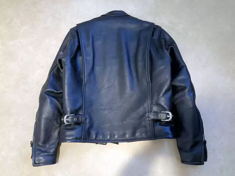 Kadoya Leather Jackets kadoya Straight-pull collar leather coat Black