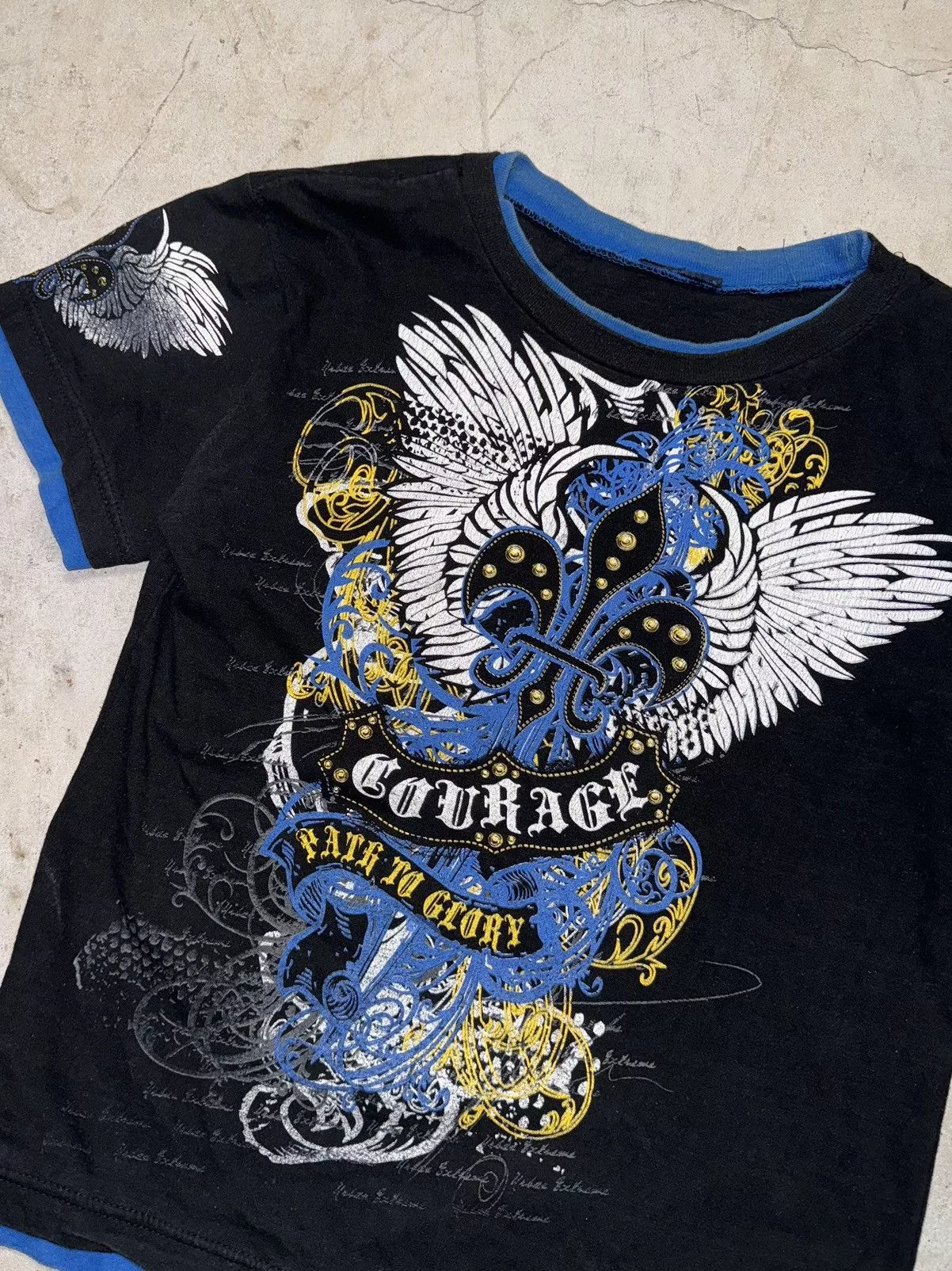 Affliction Short Sleeve T Shirts Y2K Affliction Style Black Tee