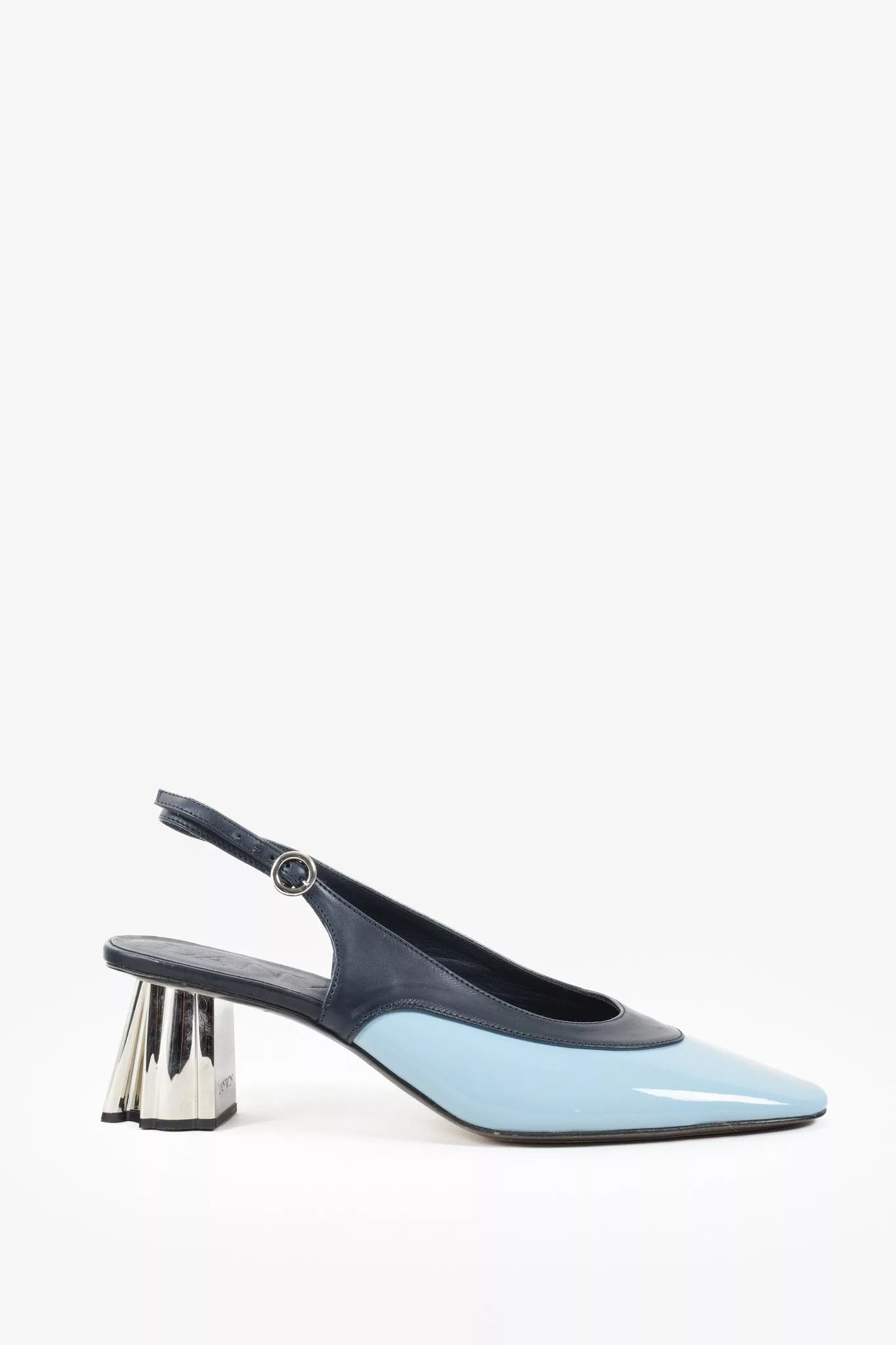 Lanvin Heels Lanvin M&E Leather Slingback Heels Blue