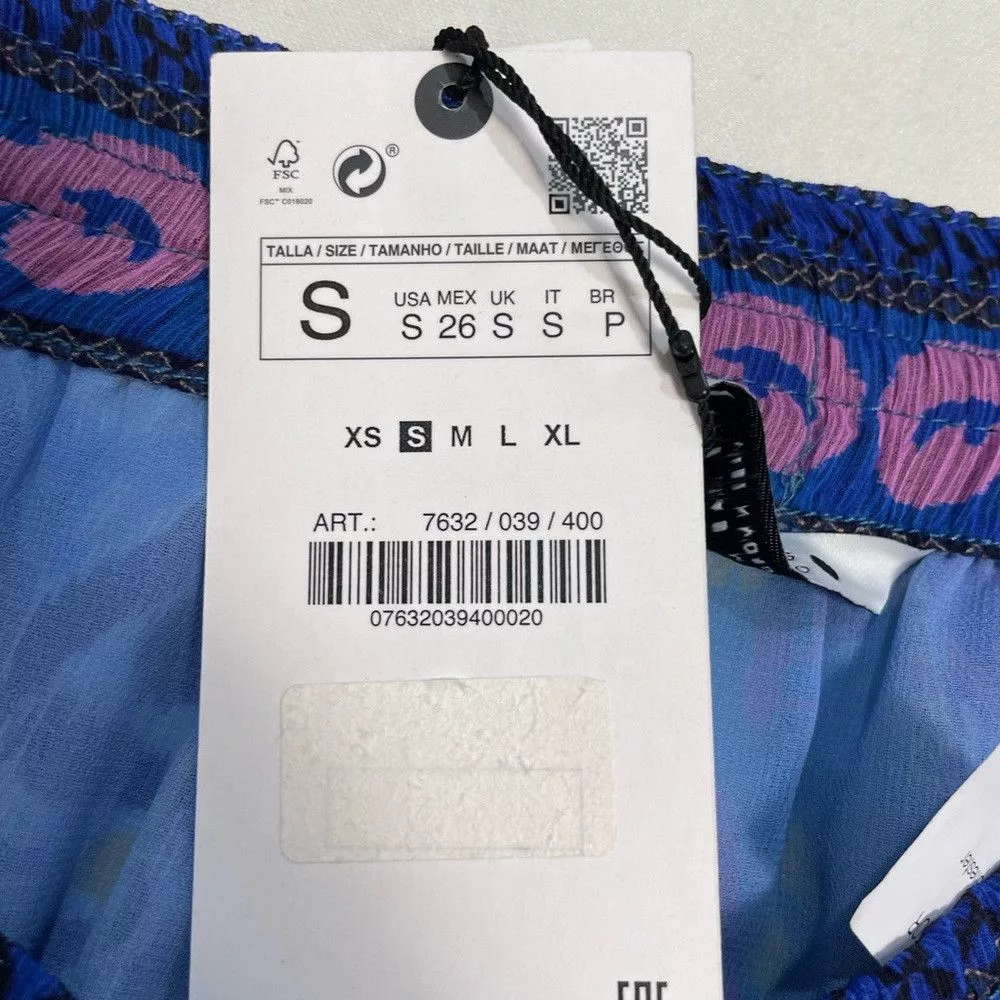 Zara Mini Skirts NWT New Zara Printed Mini Skirt Size S Blue