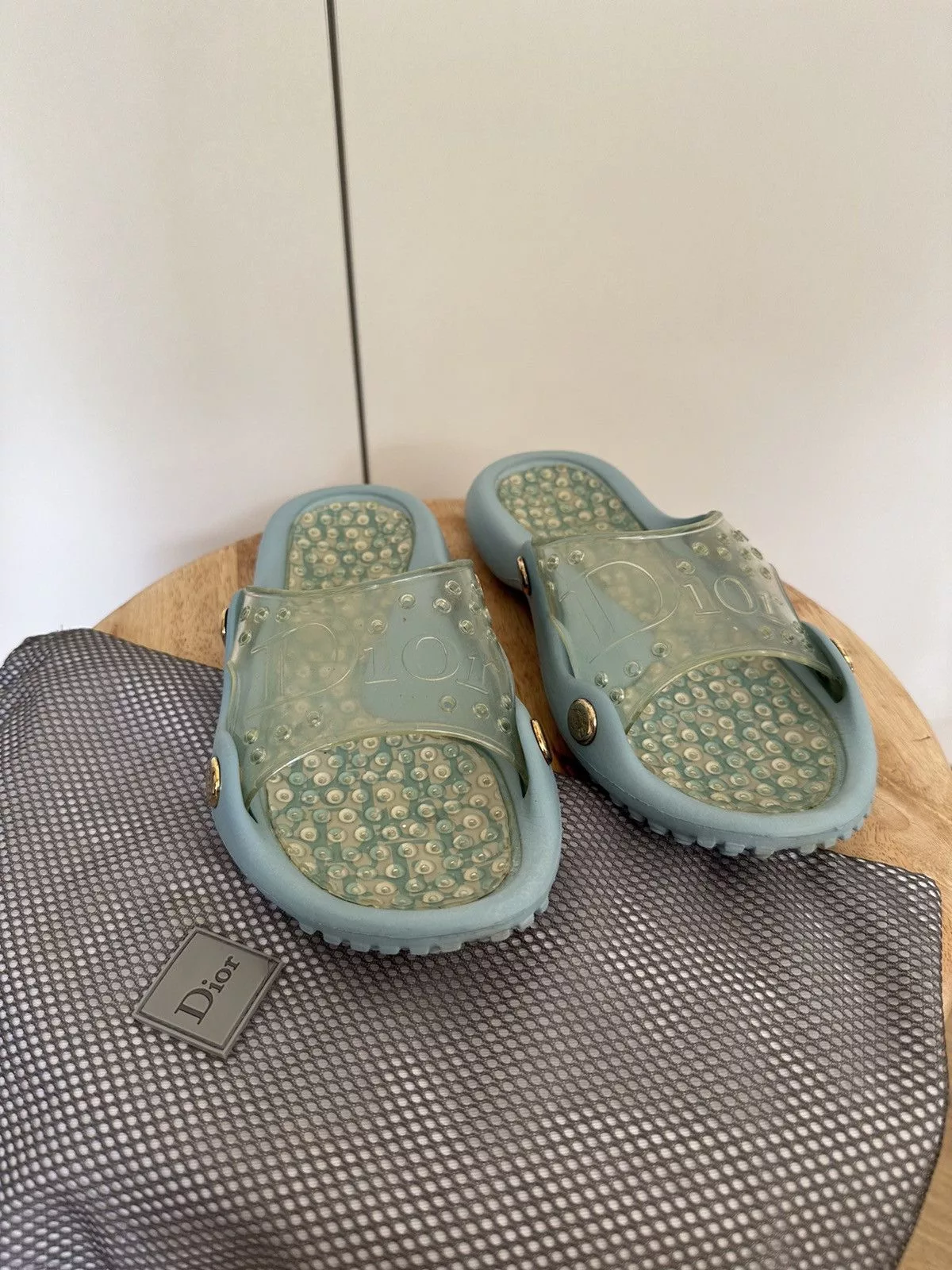 Designer Sandals Designer Dior Jelly Blue Rubber Sandals vintage rare