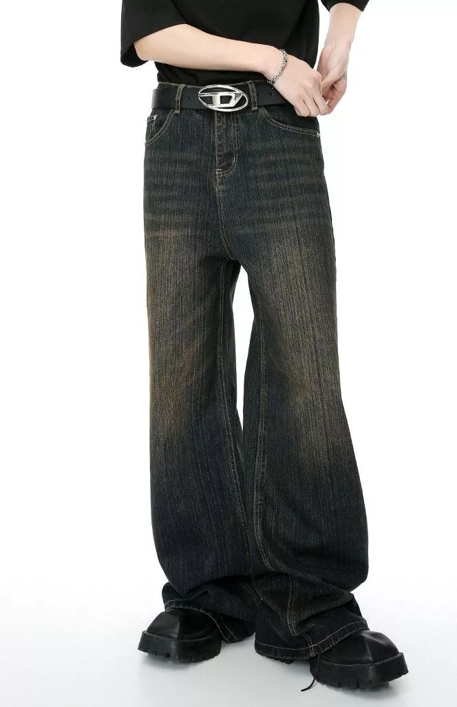Japanese Brand Denim Japanese Brand × Jean Retro bamboo pattern design distressed washed jeans trend Blue Streetwear