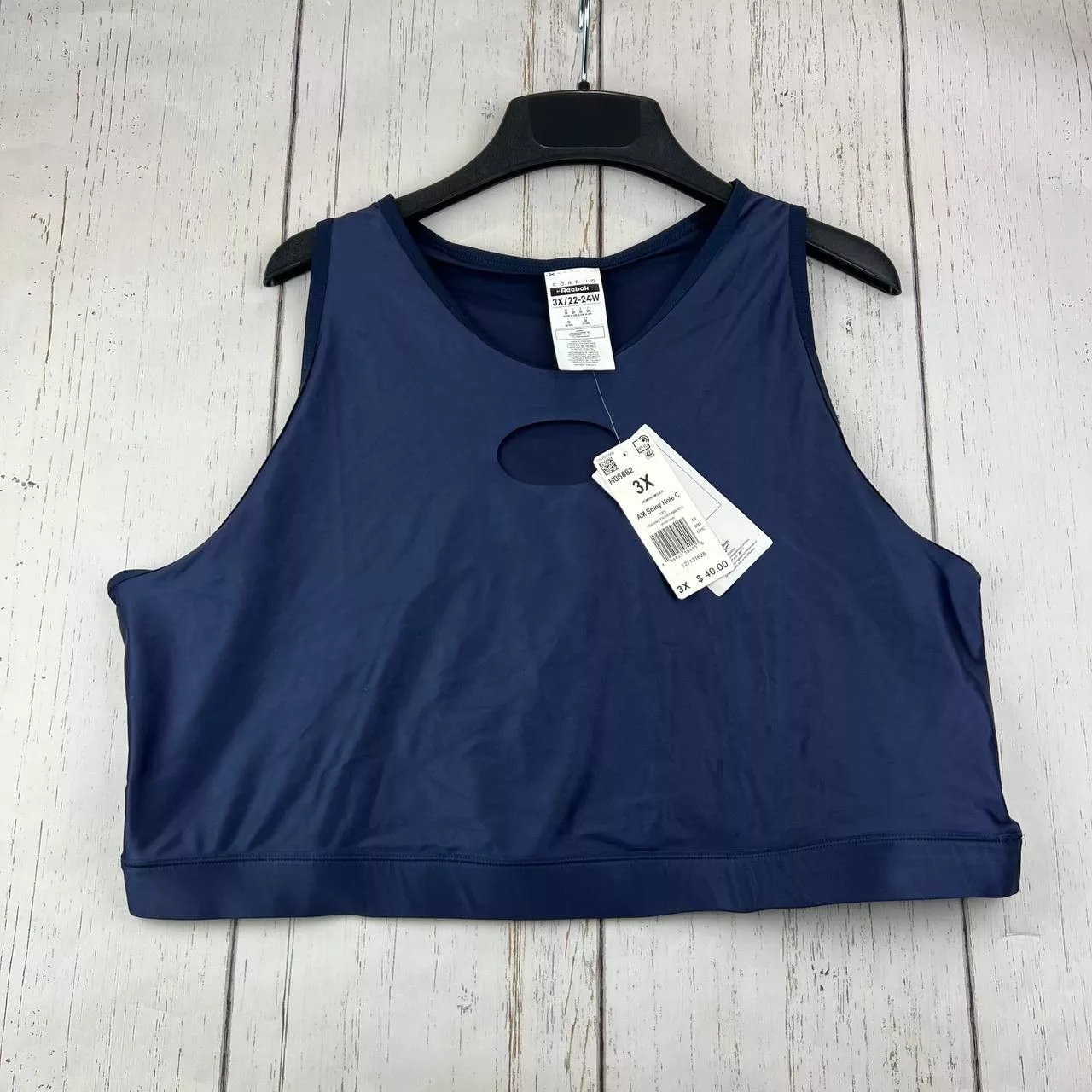 Reebok Tank Tops Core I Reebok 3X AM Shinny Hole Athletic Tops Blue Women New
