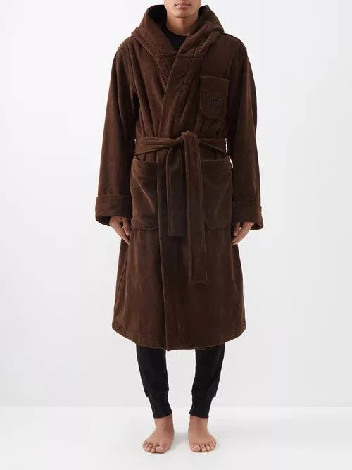 Tom Ford Heavy Coats Tom Ford o1w1db10624 Hooded Cotton-terry Robe in Brown