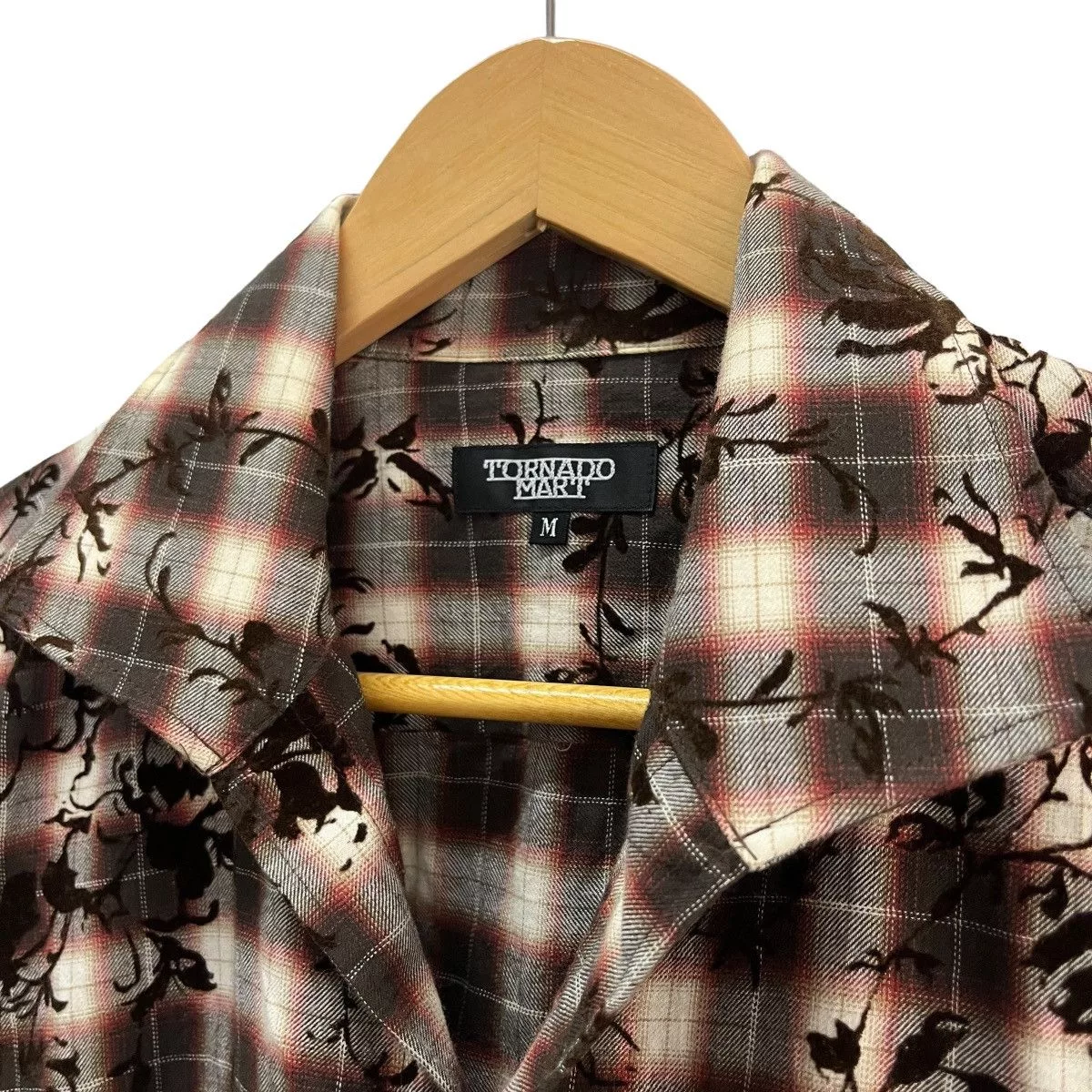 Tornado Mart Shirts Button Ups Tornado Mart Open Collar Floral Theme Gray Avant-Garde