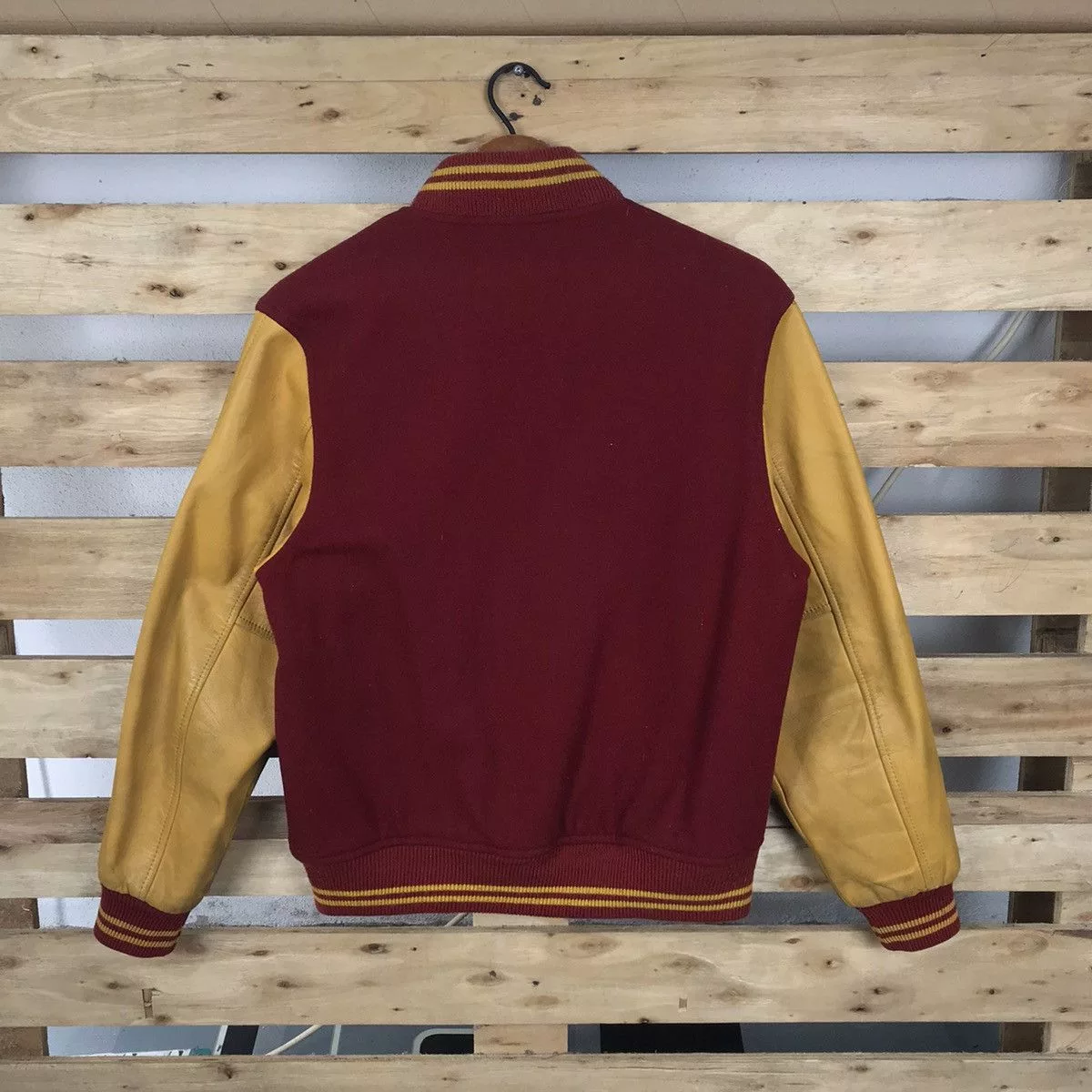 Macbeth Leather Jackets Macbeth × Vintage Vintage Macbeth MB Leather Varsity Jacket Big Logo Multi