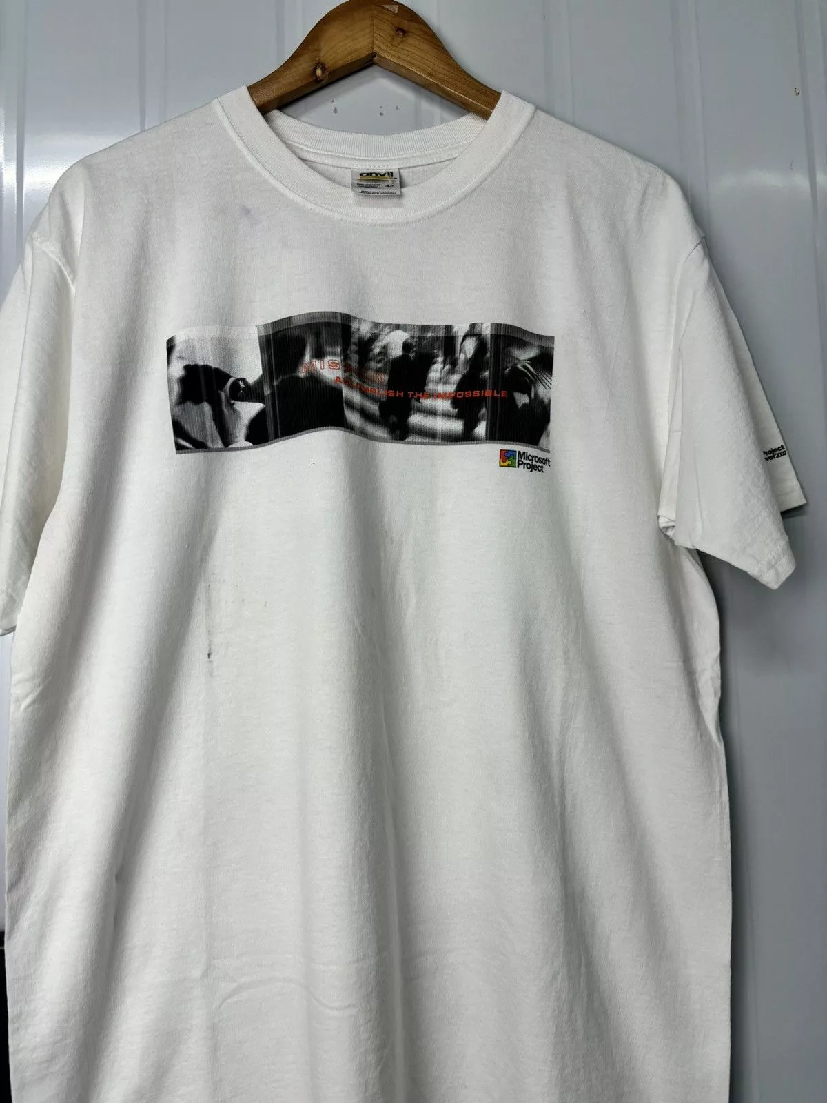 Microsoft Short Sleeve T Shirts Microsoft × Vintage RARE! Vintage 90’s Art Microsoft Project Phototee White