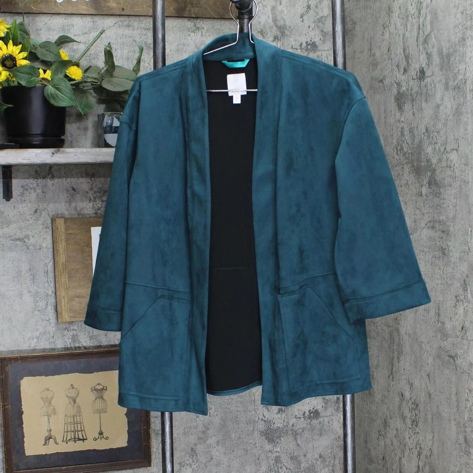 Designer Jackets Designer NEW LC Lauren Conrad Front Blazer Jacket Teal Blue Green M