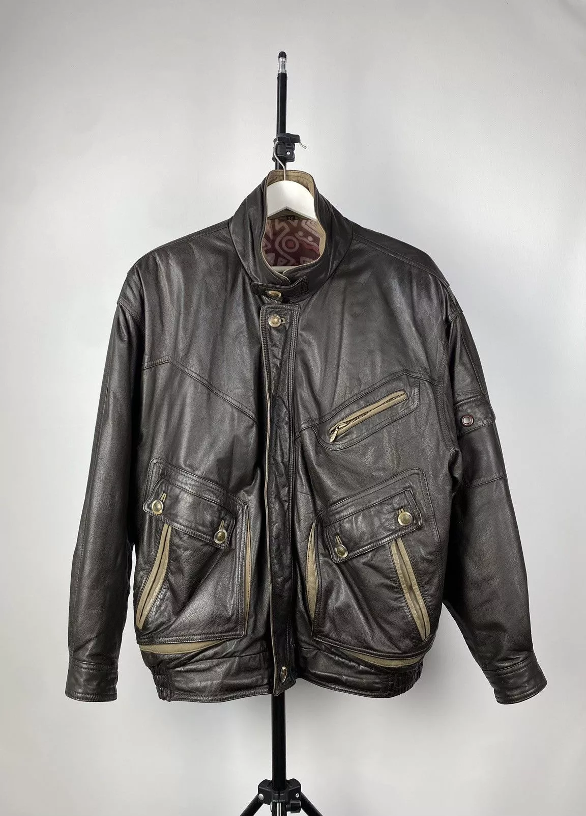 Vintage Leather Jackets Vintage Leather Jacket Genuine Leahter bomber Moto Oldmoney Brown Avant-Garde