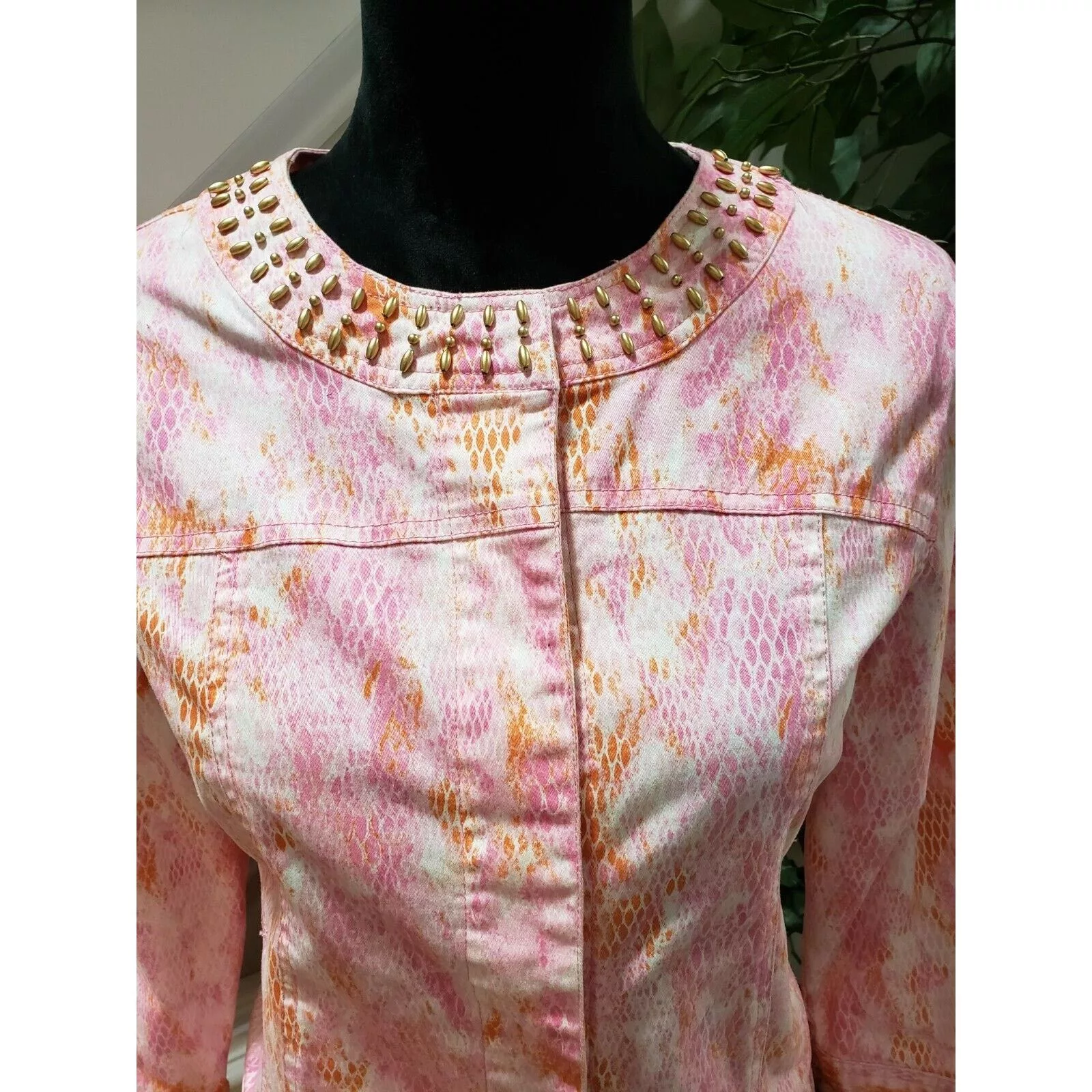 Other Jackets Other Lara Lane Snake Cotton Long Sleeve Snap Front Jacket Size 8 Pink