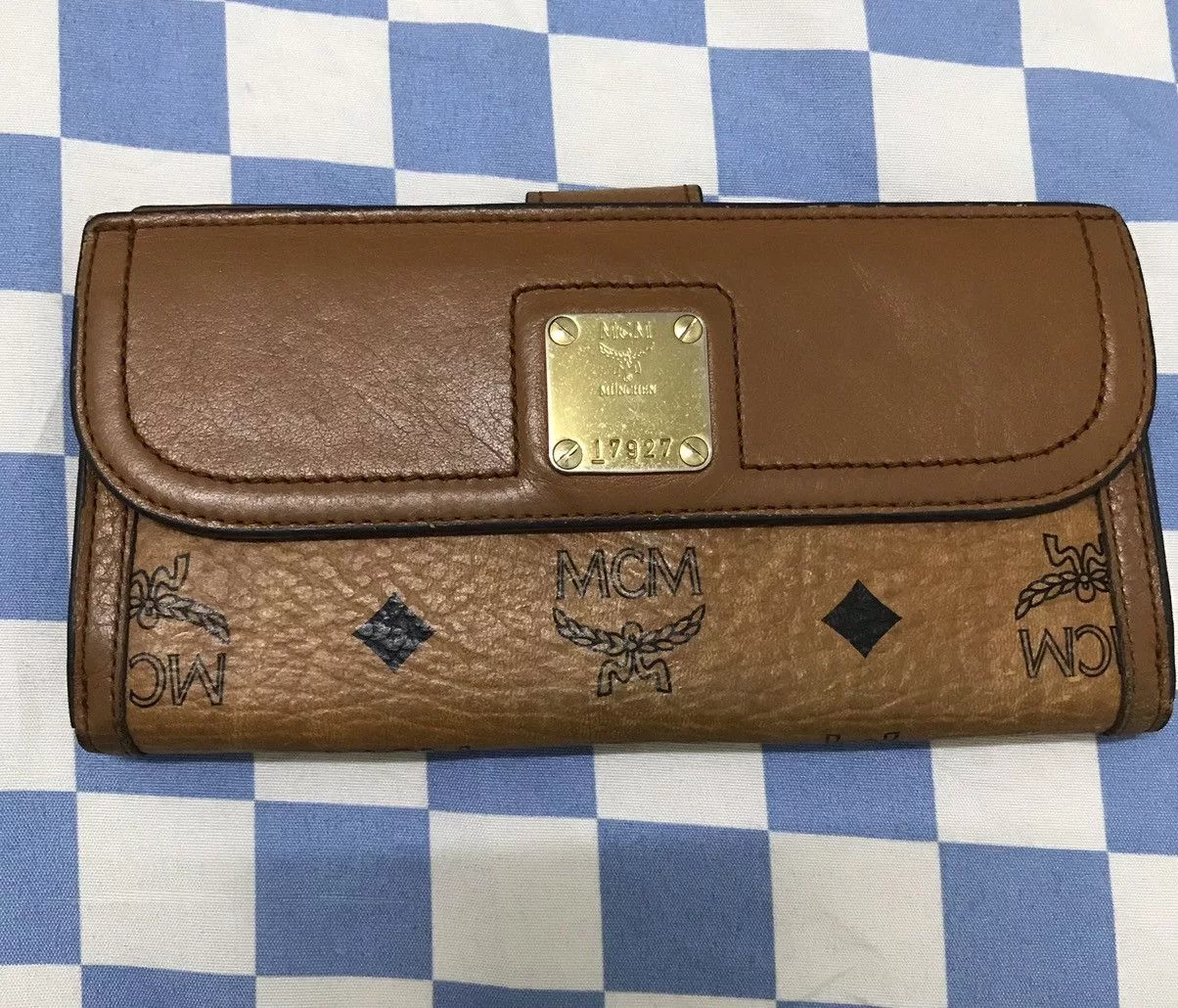 MCM Wallets MCM Leather Monogram Long Wallet Brown
